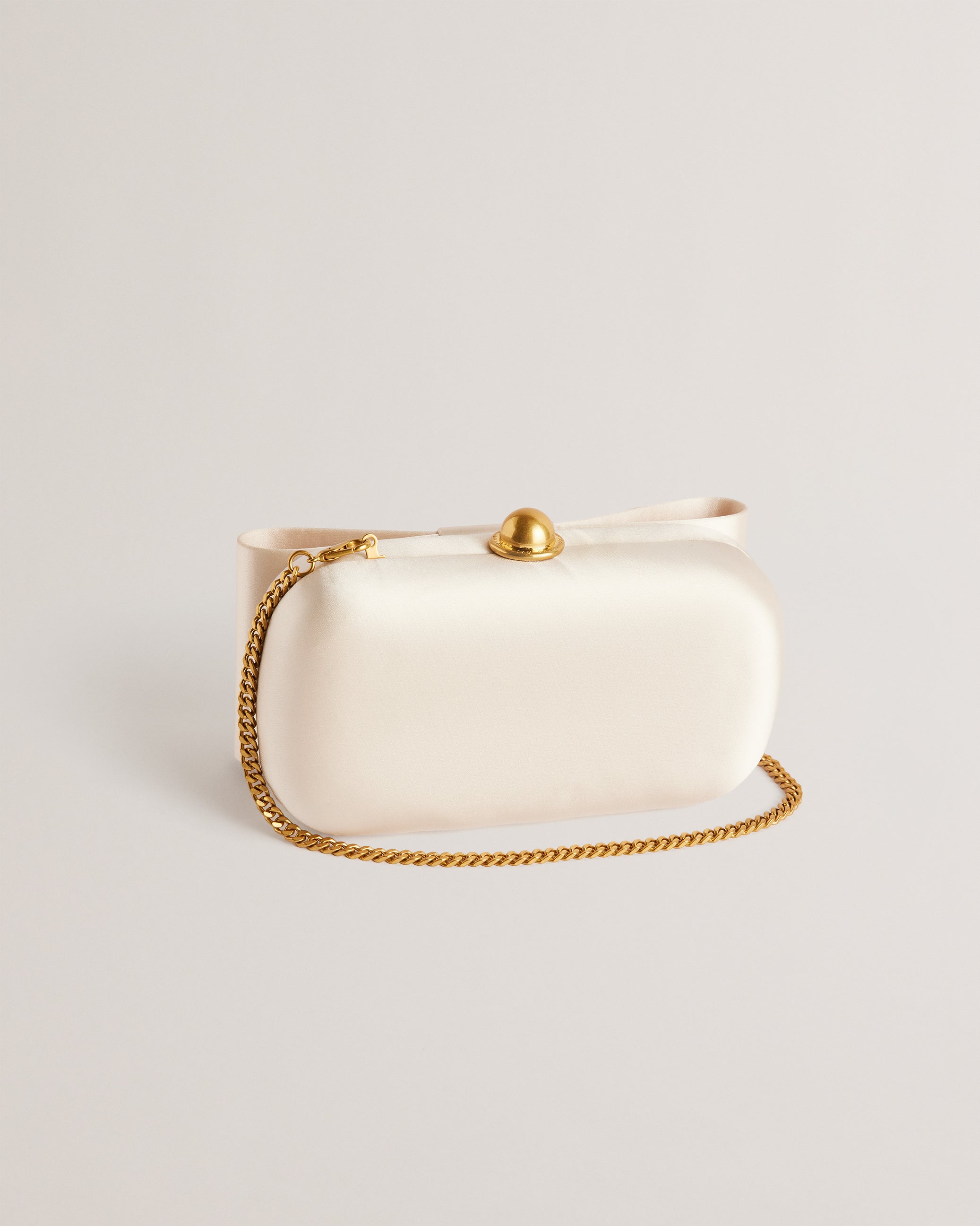 Bowelaa Satin Bow Clutch Bag Ivory