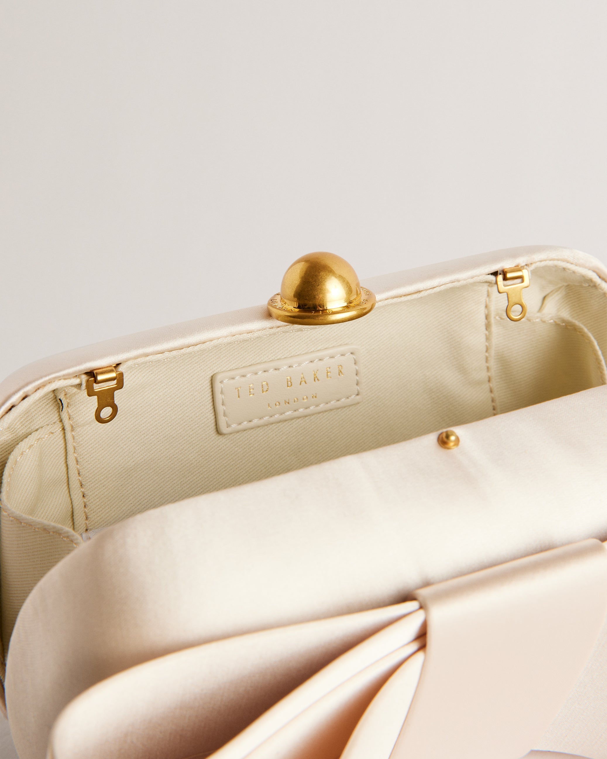Bowelaa Satin Bow Clutch Bag Ivory