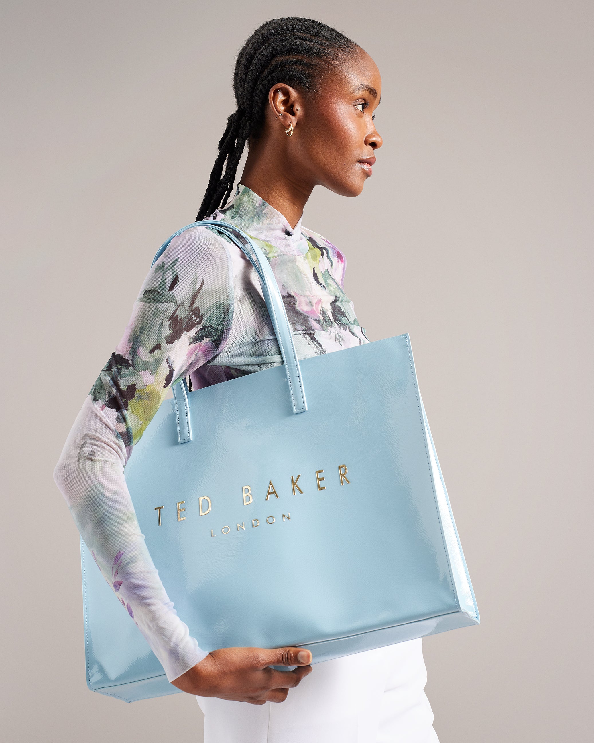 Crikon Wide Crinkle Texture Icon Tote Bag Lt-Blue