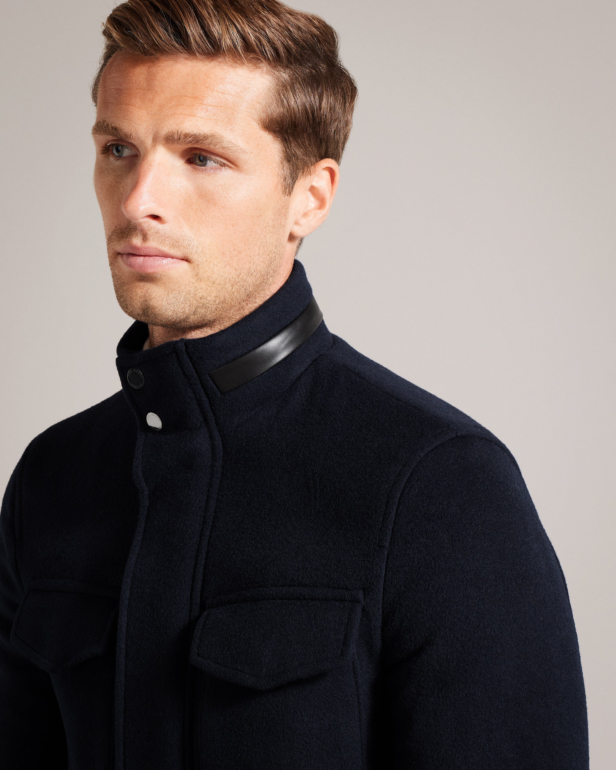Knowl Wool Funnel Neck Field Jacket Navy