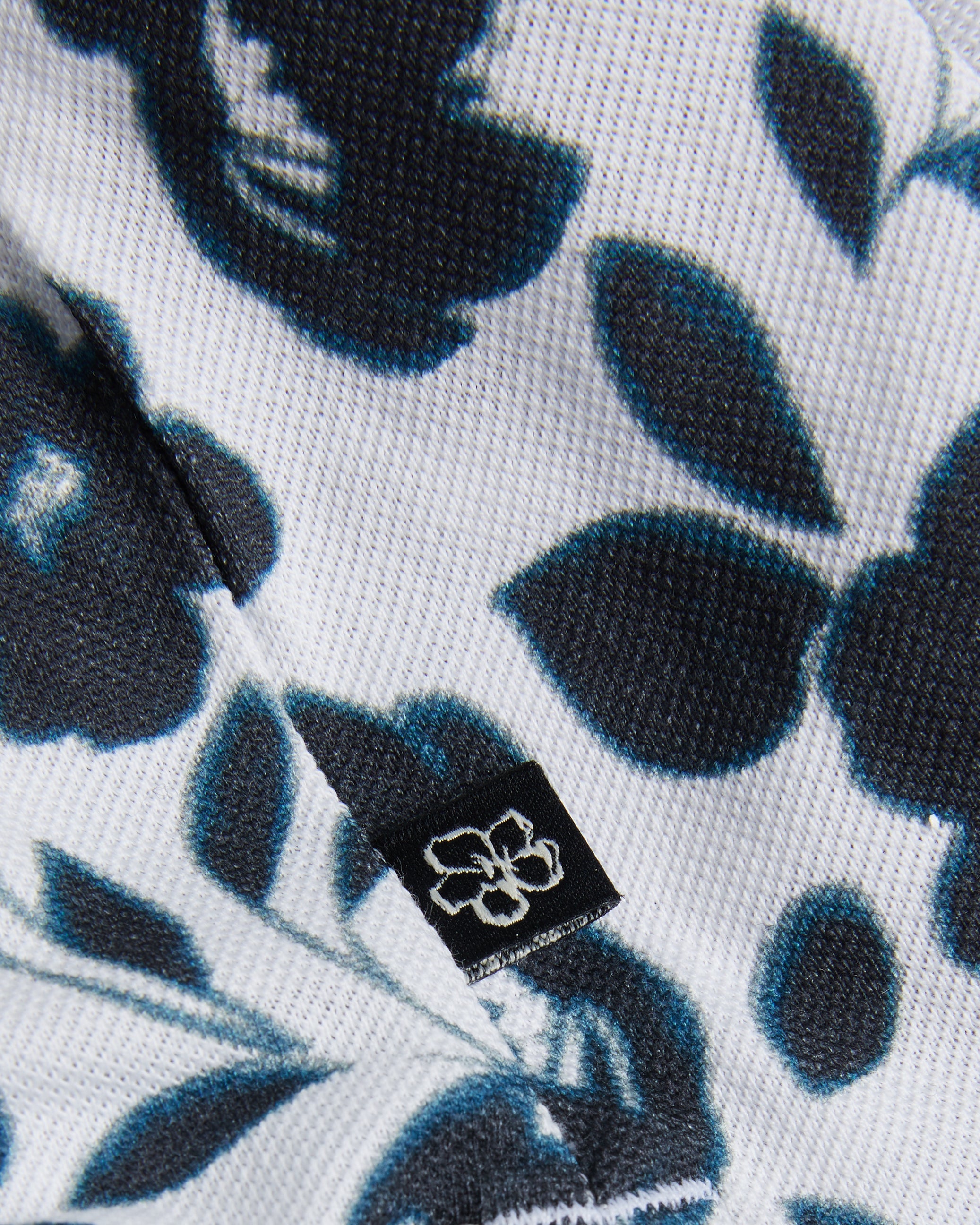 Baskst Short Sleeve Floral Polo Shirt Ecru