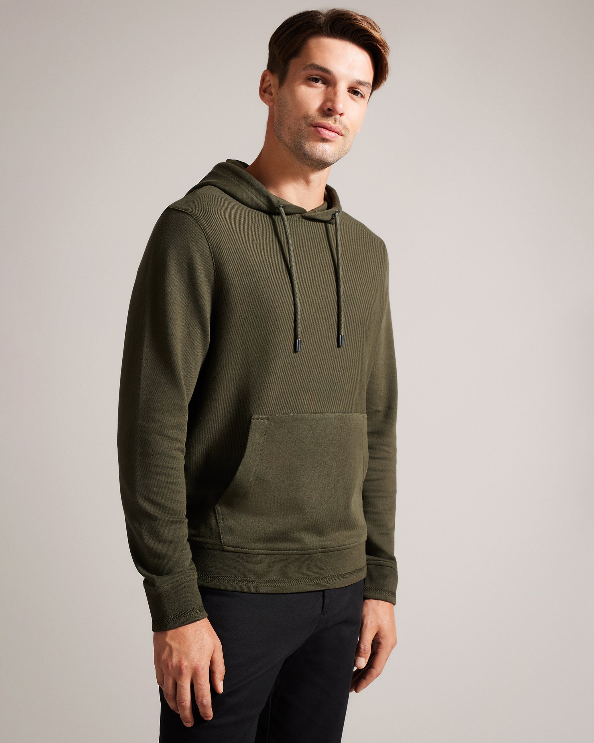 Ellja Long Sleeve Cotton Twill Hoodie Khaki