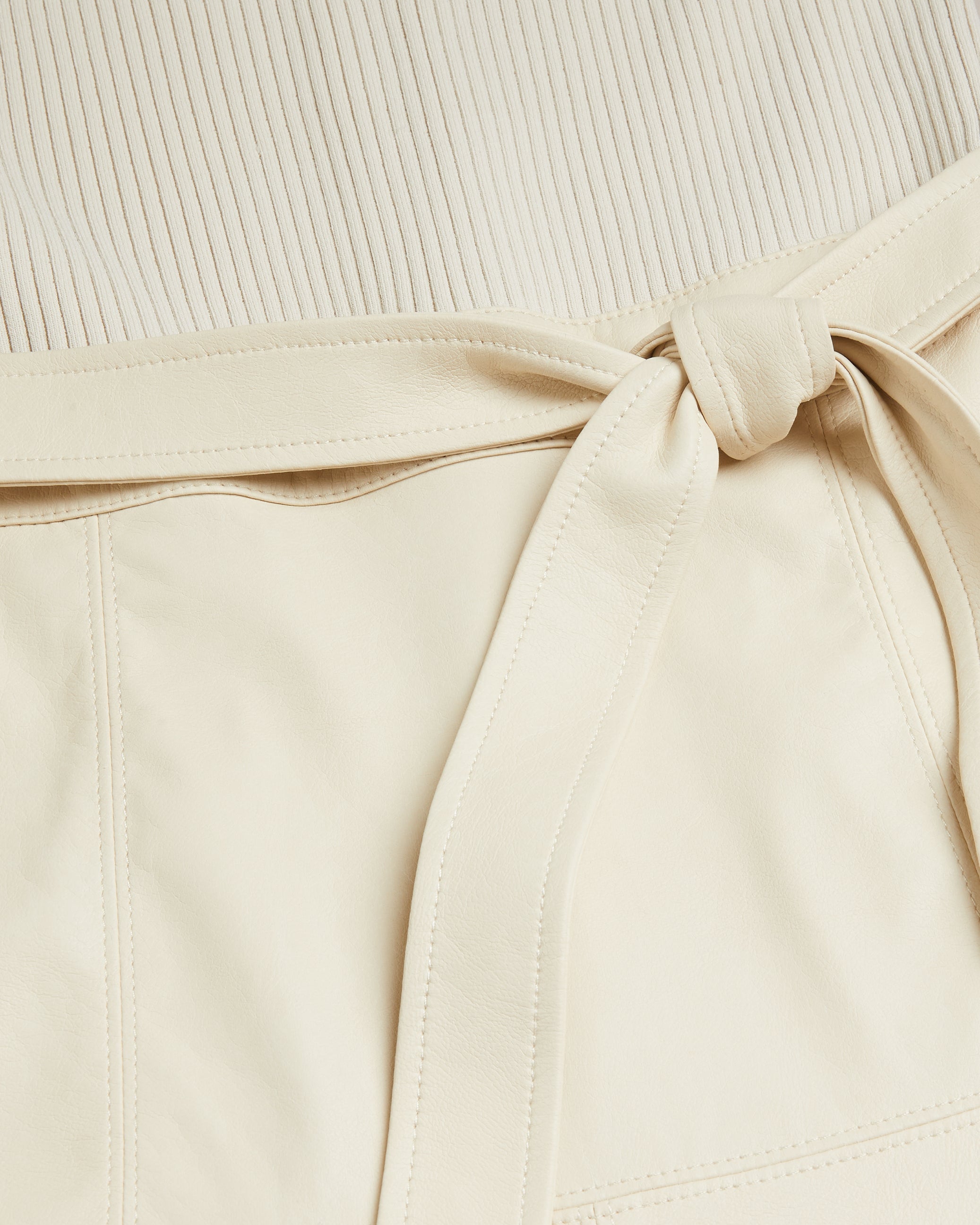 Matiar Knit And Faux Leather Midi Dress Ivory