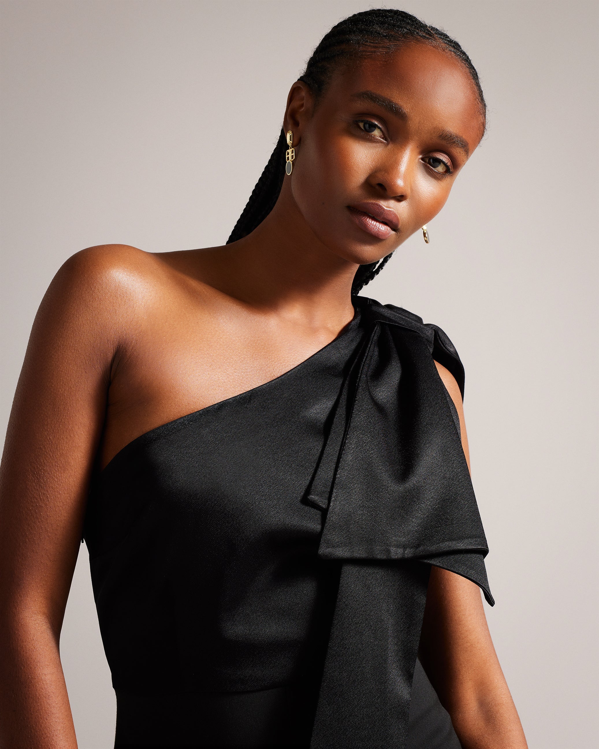 Orliie One Shoulder Jumpsuit With Bow Shoulder