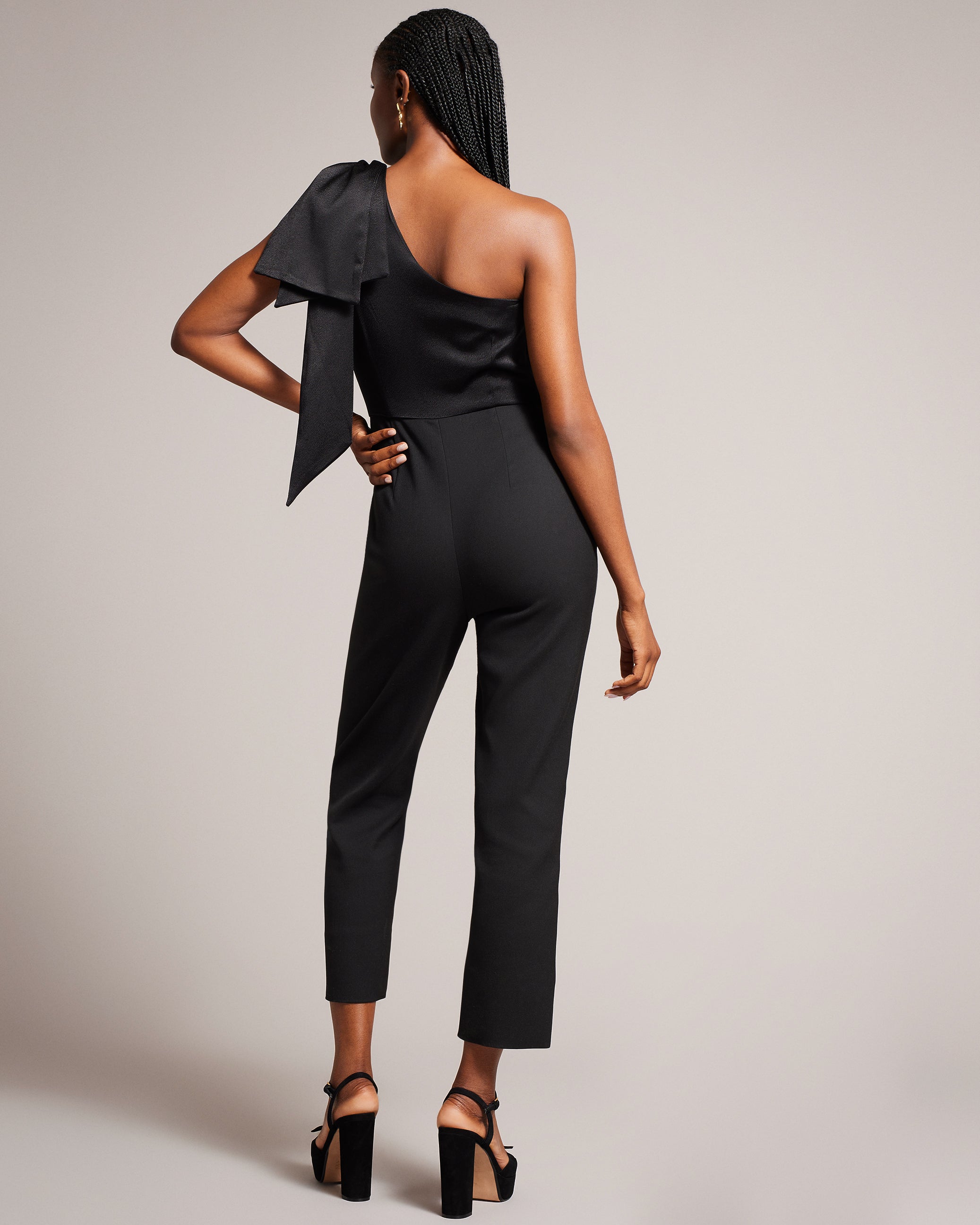Orliie One Shoulder Jumpsuit With Bow Shoulder