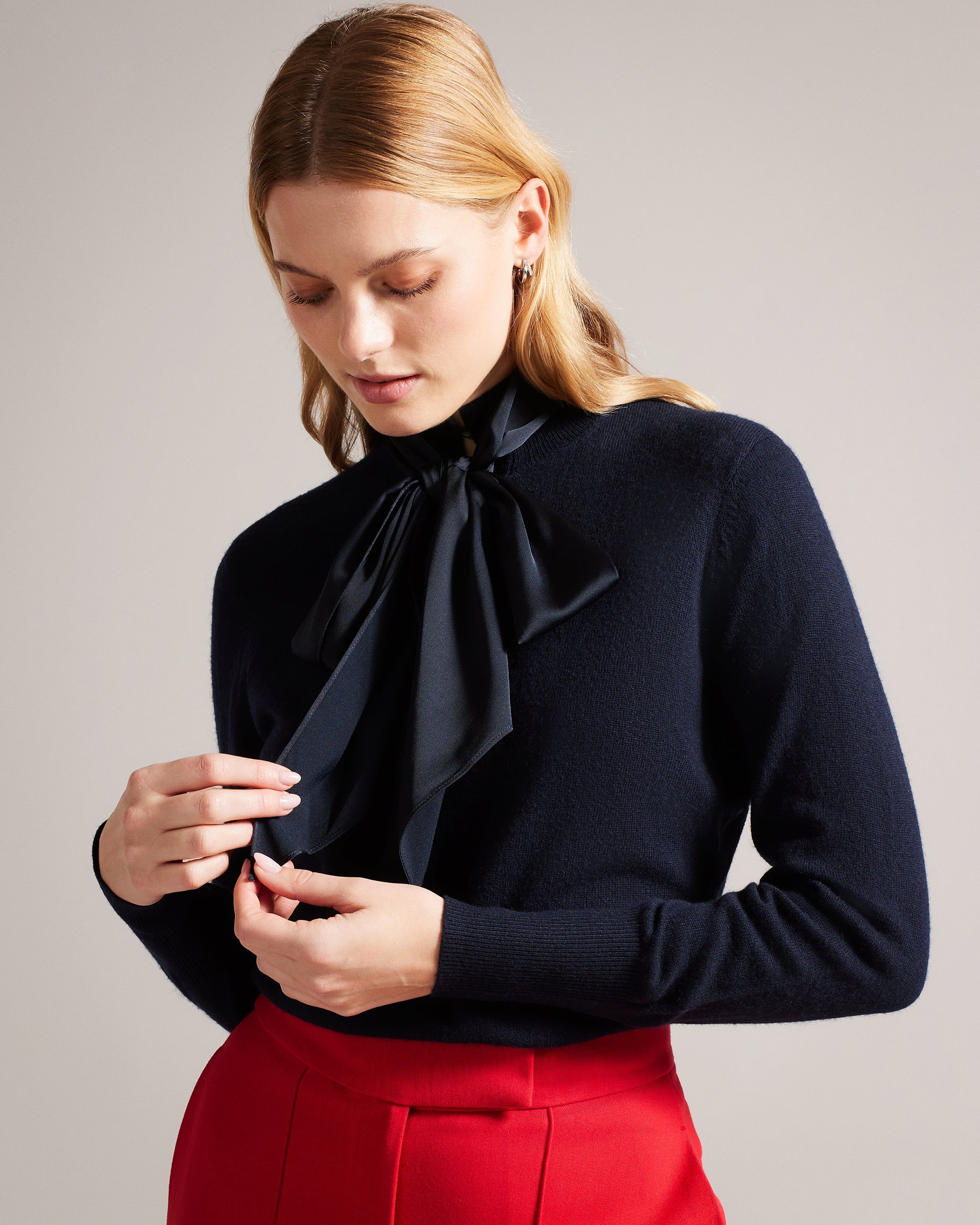 Maralou Sweater With Tie Bow Detail At Neck
