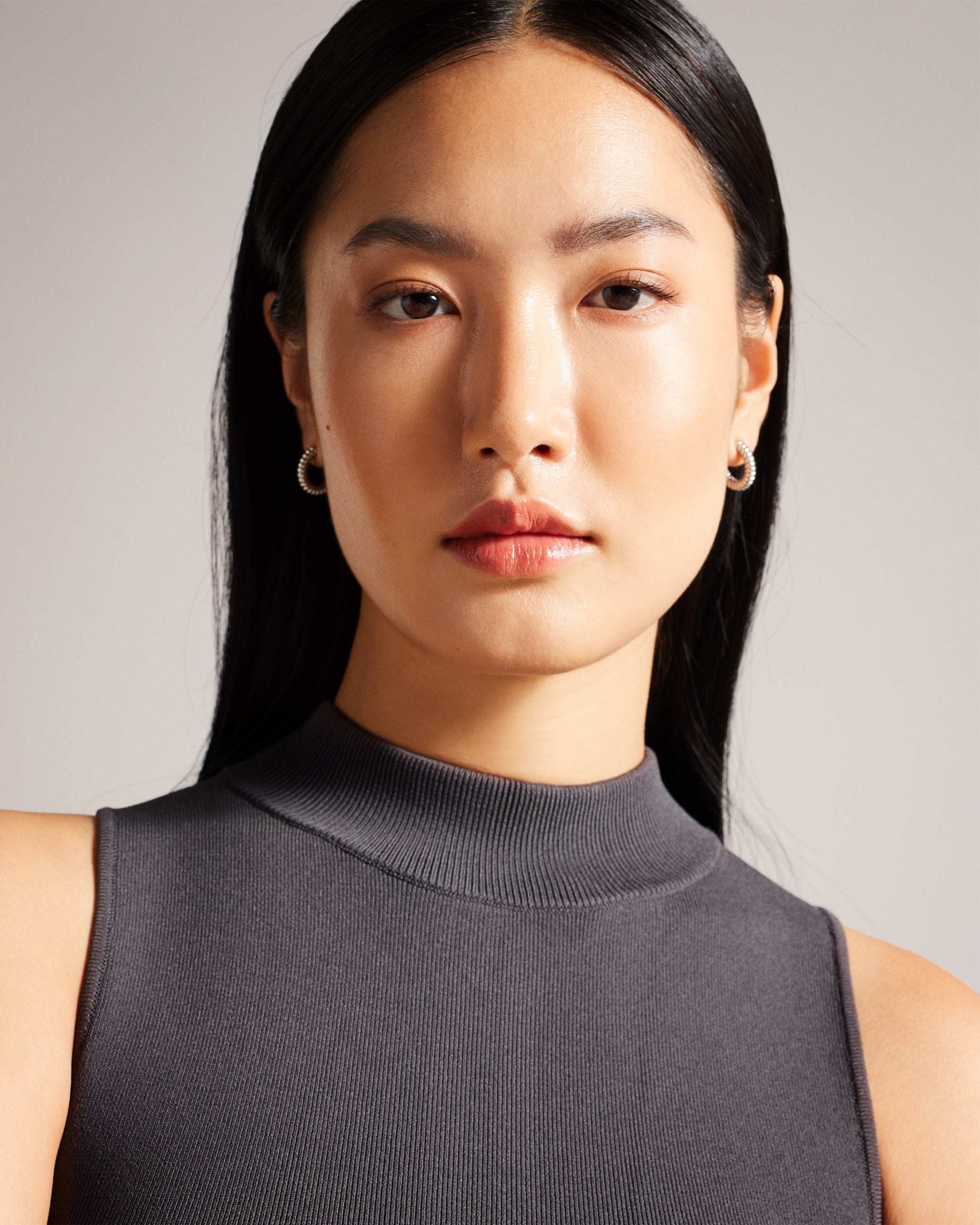 Sanriia Knitted Mini Bodycon With Metallic Skirt Gunmetal