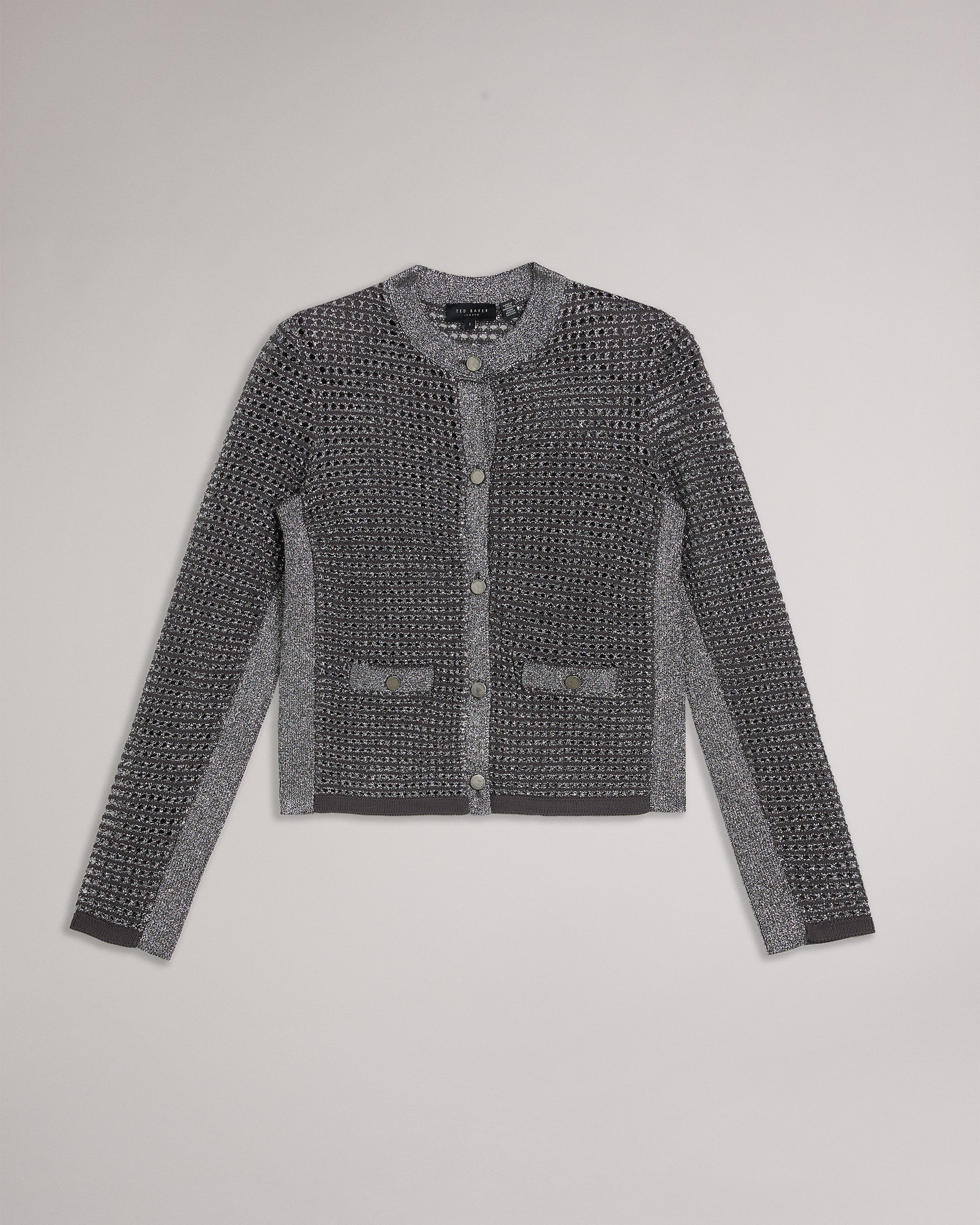 Sallyan Stitch Detail Knitted Jacket Gunmetal