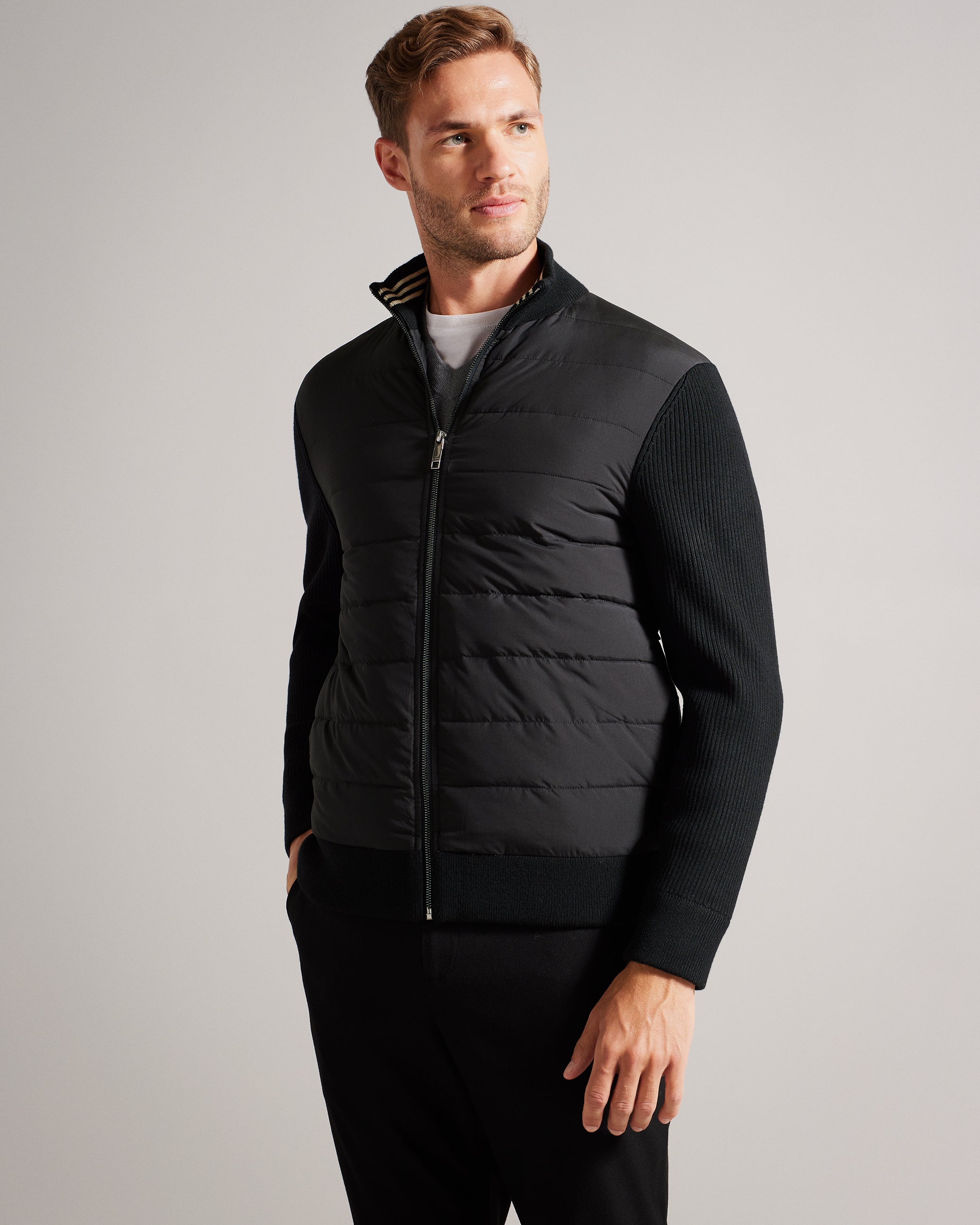 Oberan Long Sleeve Quilted Funnel Neck Jacket