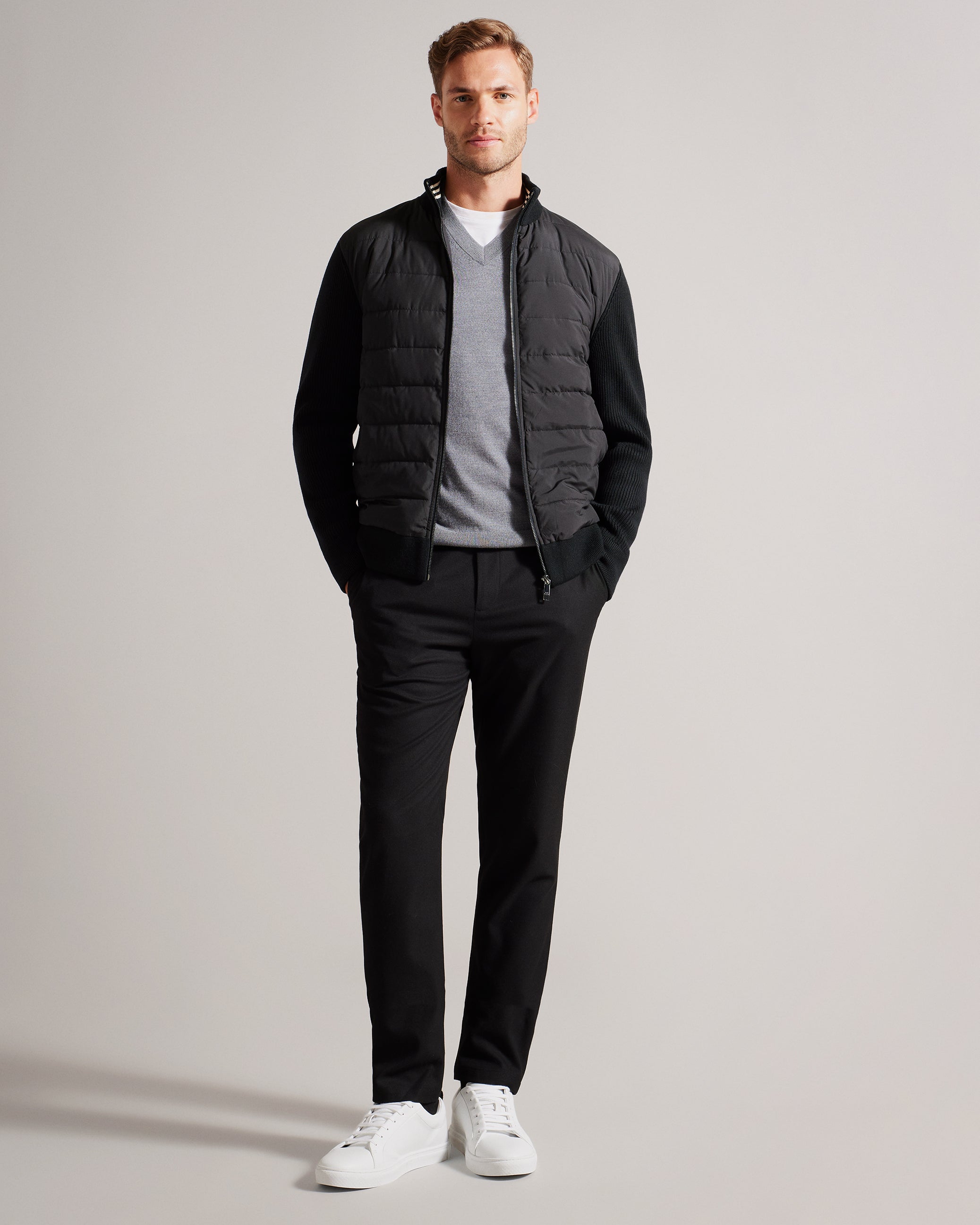 Oberan Long Sleeve Quilted Funnel Neck Jacket