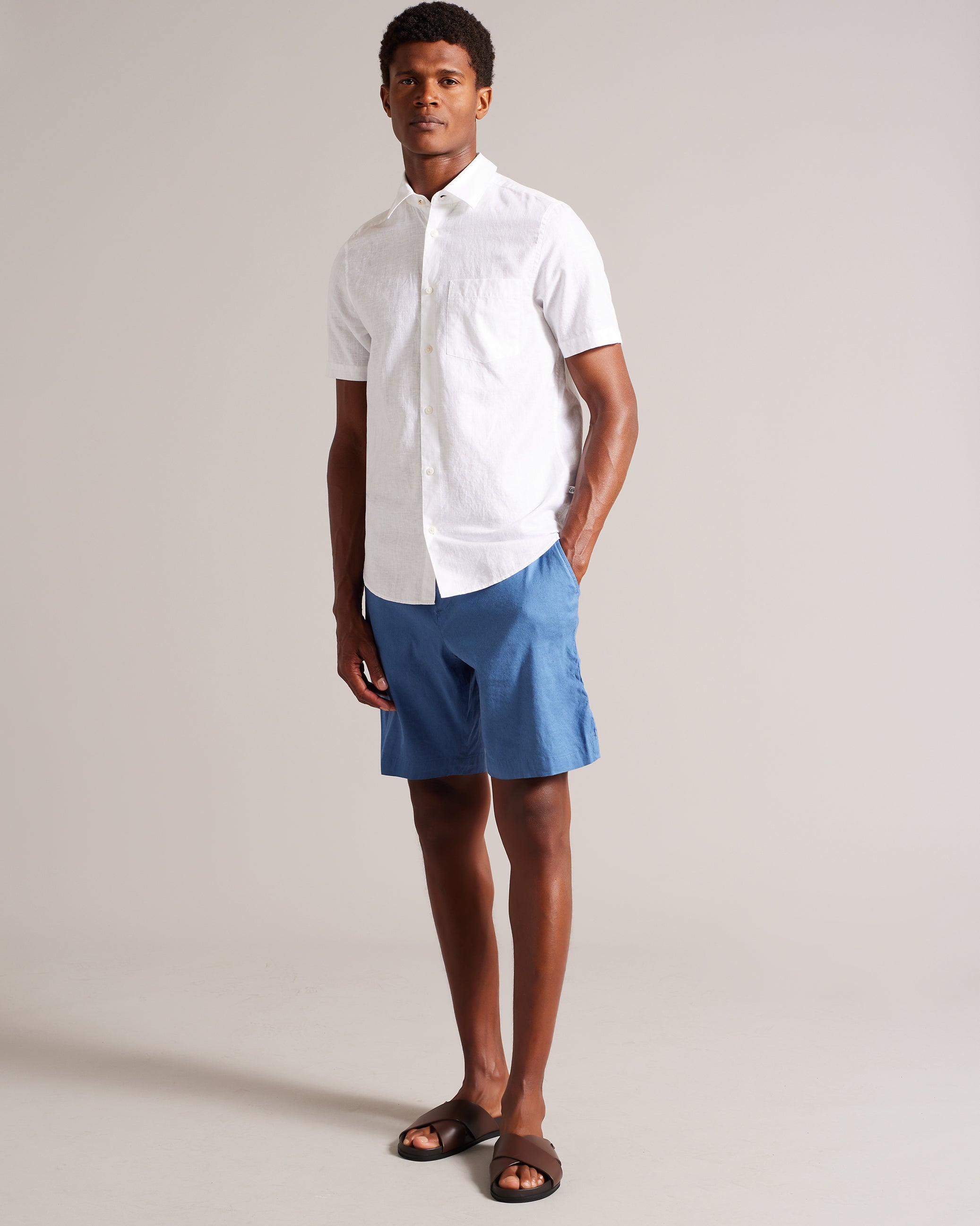 Kingfrd Short Sleeve Linen Shirt