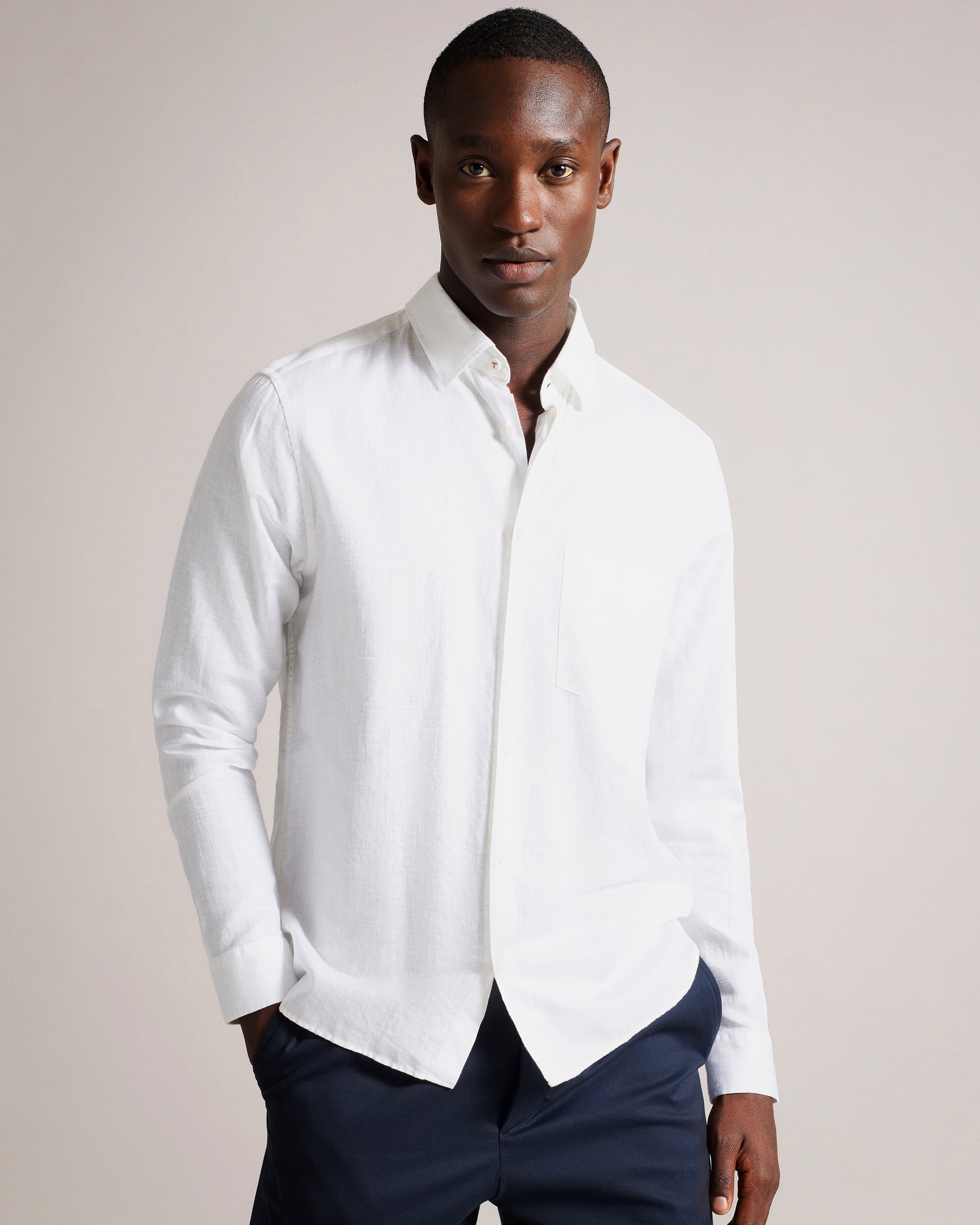 Kingwel Long Sleeve Linen Blend Shirt