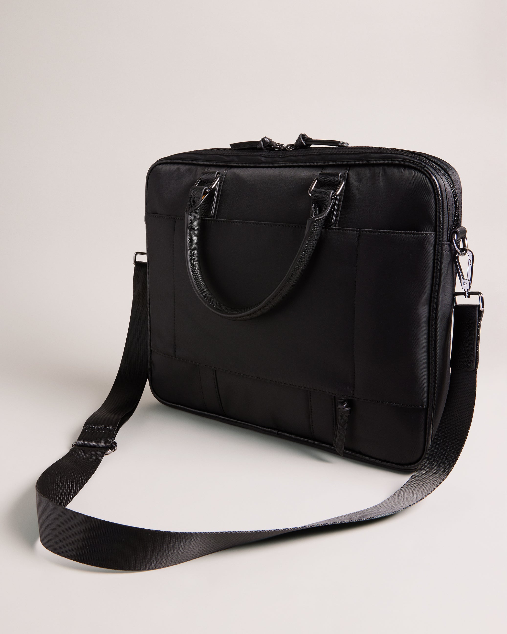 Rooky Core Twill Pu Striped Document Bag Black