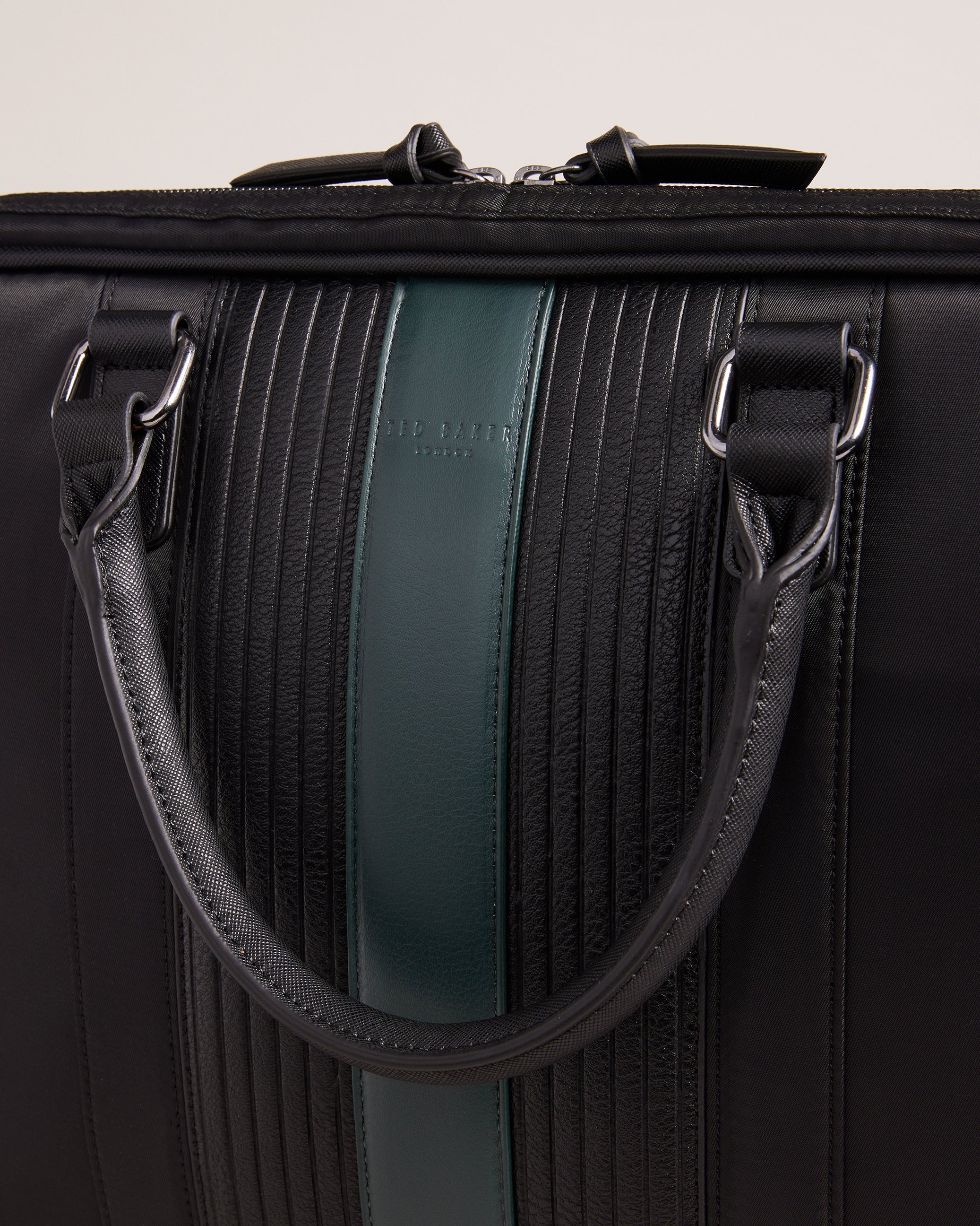 Rooky Core Twill Pu Striped Document Bag Black