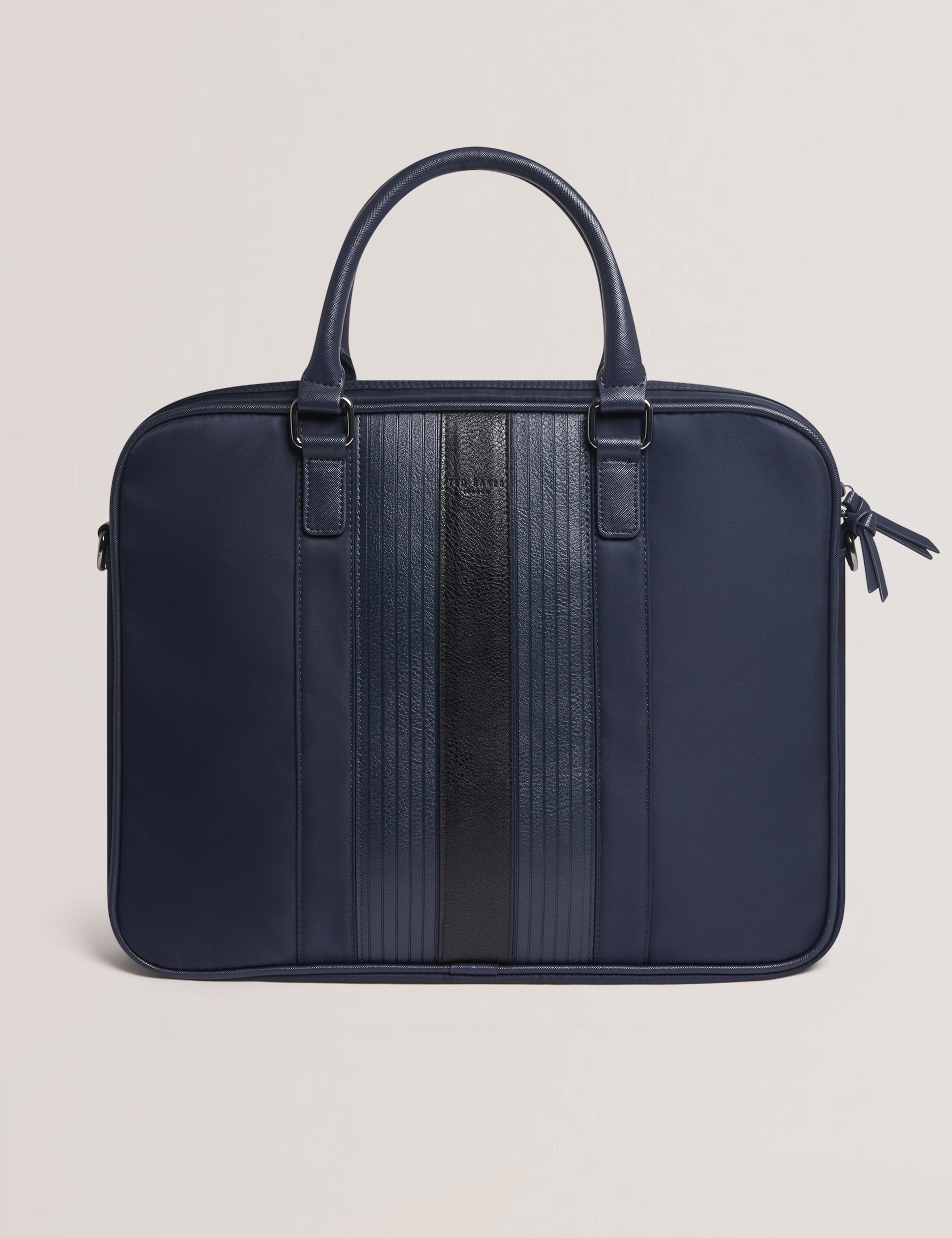 Rooky Core Twill Pu Striped Document Bag Navy