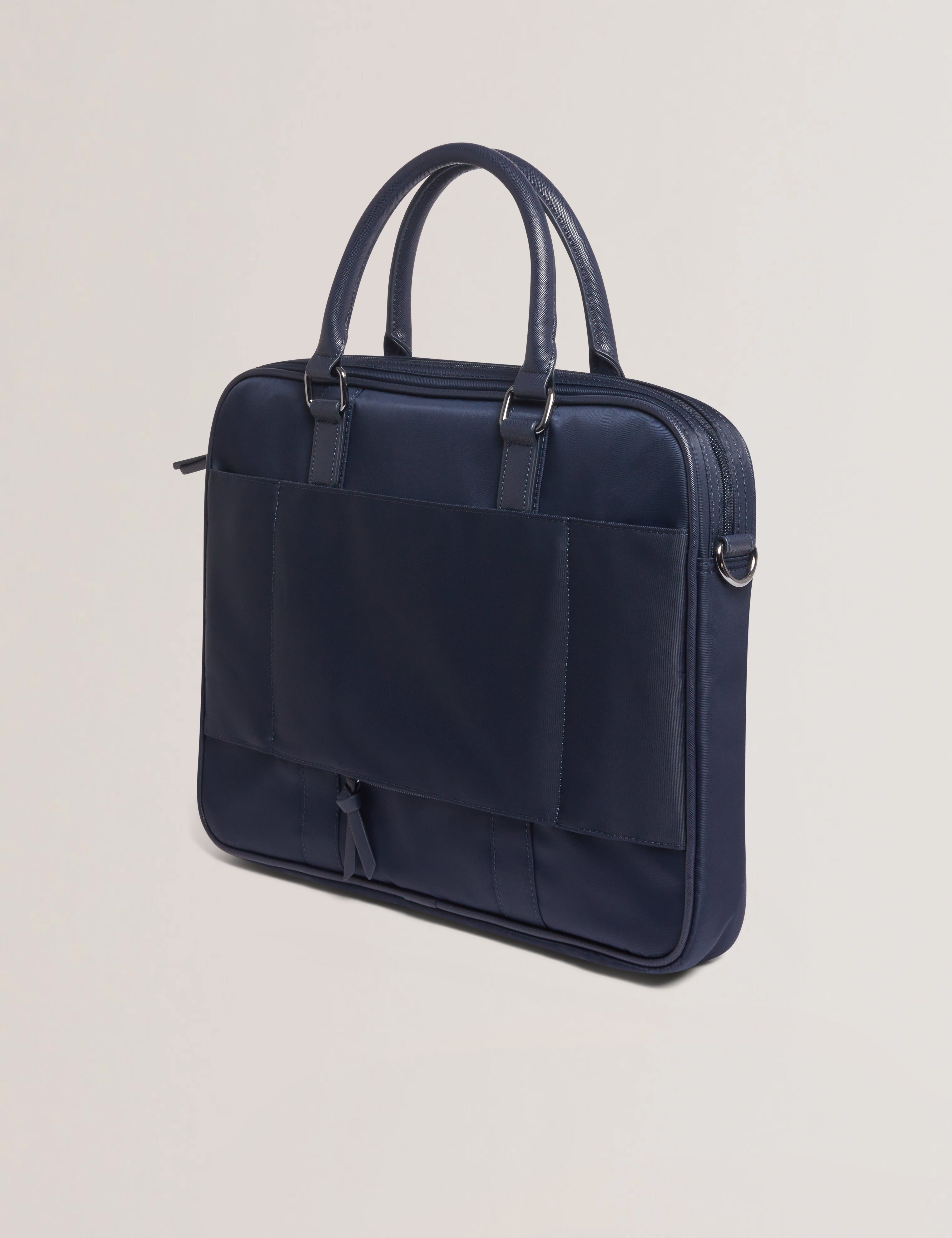Rooky Core Twill Pu Striped Document Bag Navy