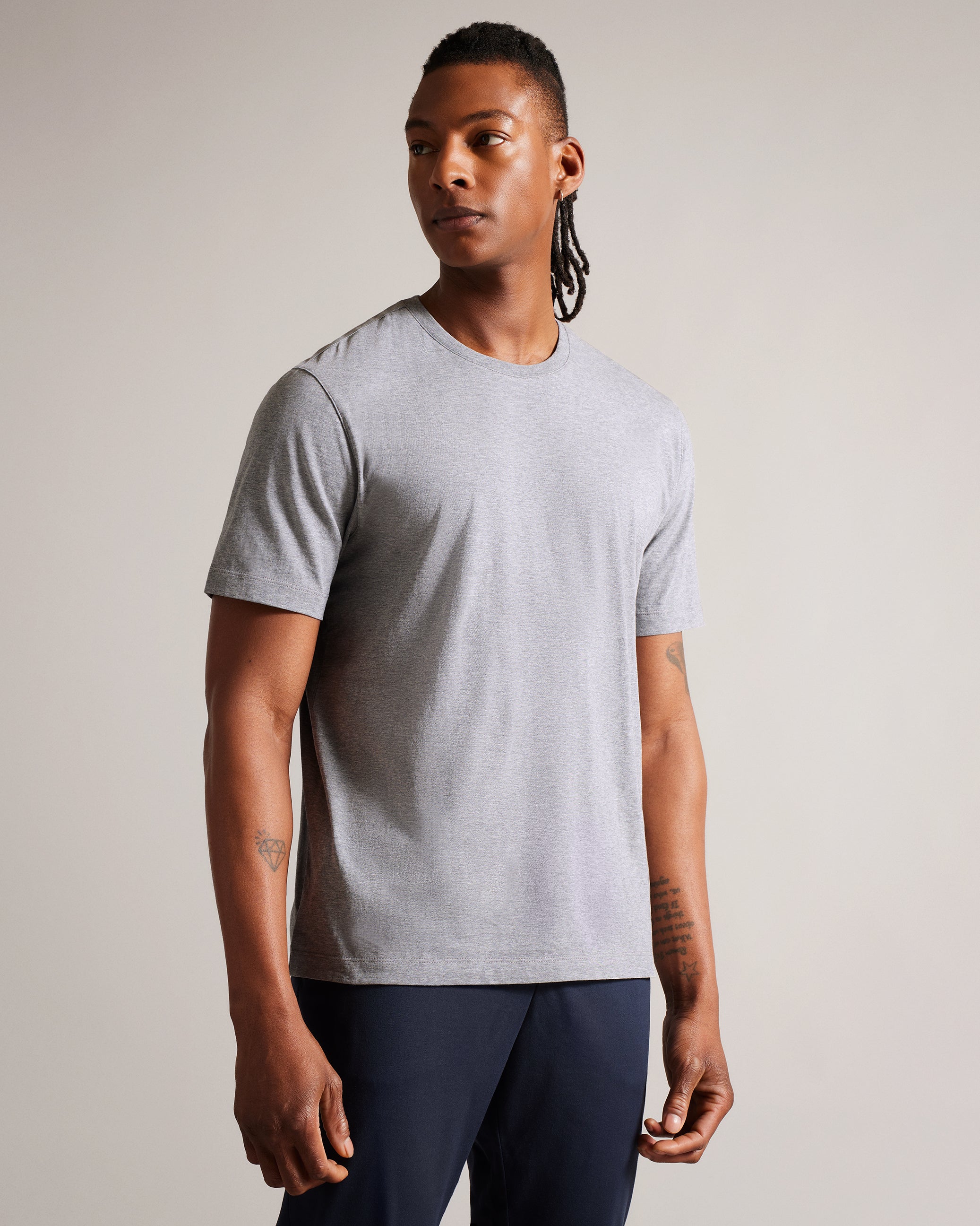 Tywinn Ss Regular Plain T-Shirt Grey-Marl