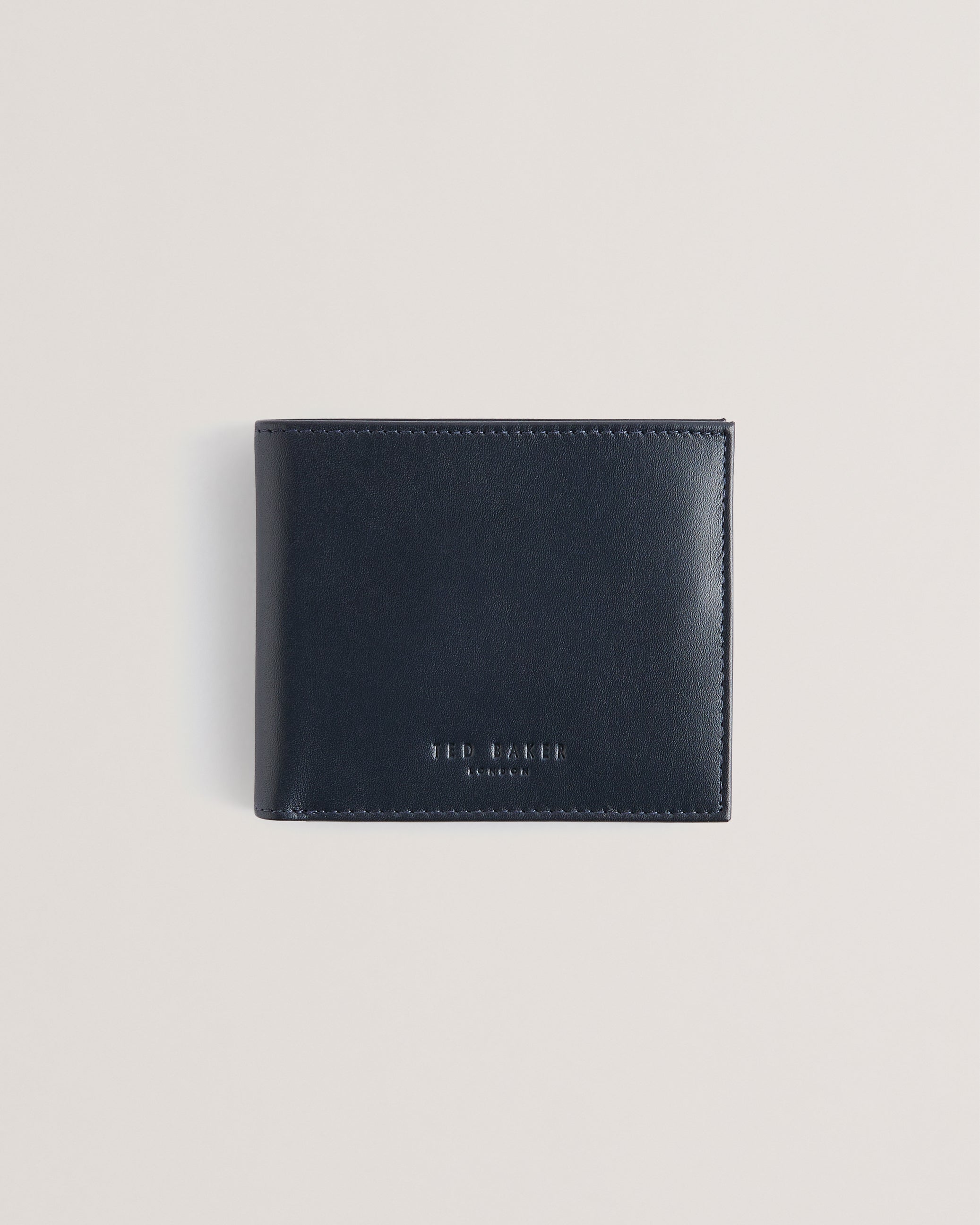 Graison Stripe Detail Leather Wallet Navy