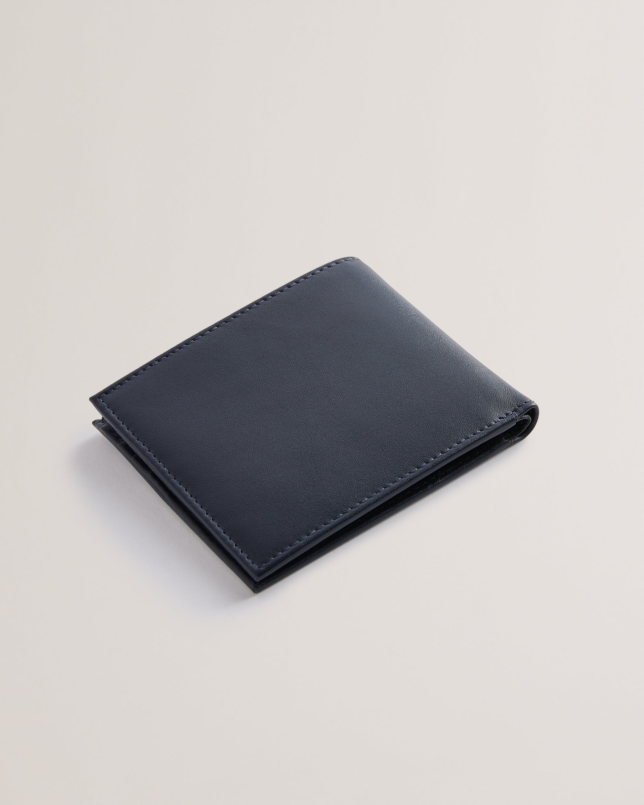 Graison Stripe Detail Leather Wallet Navy