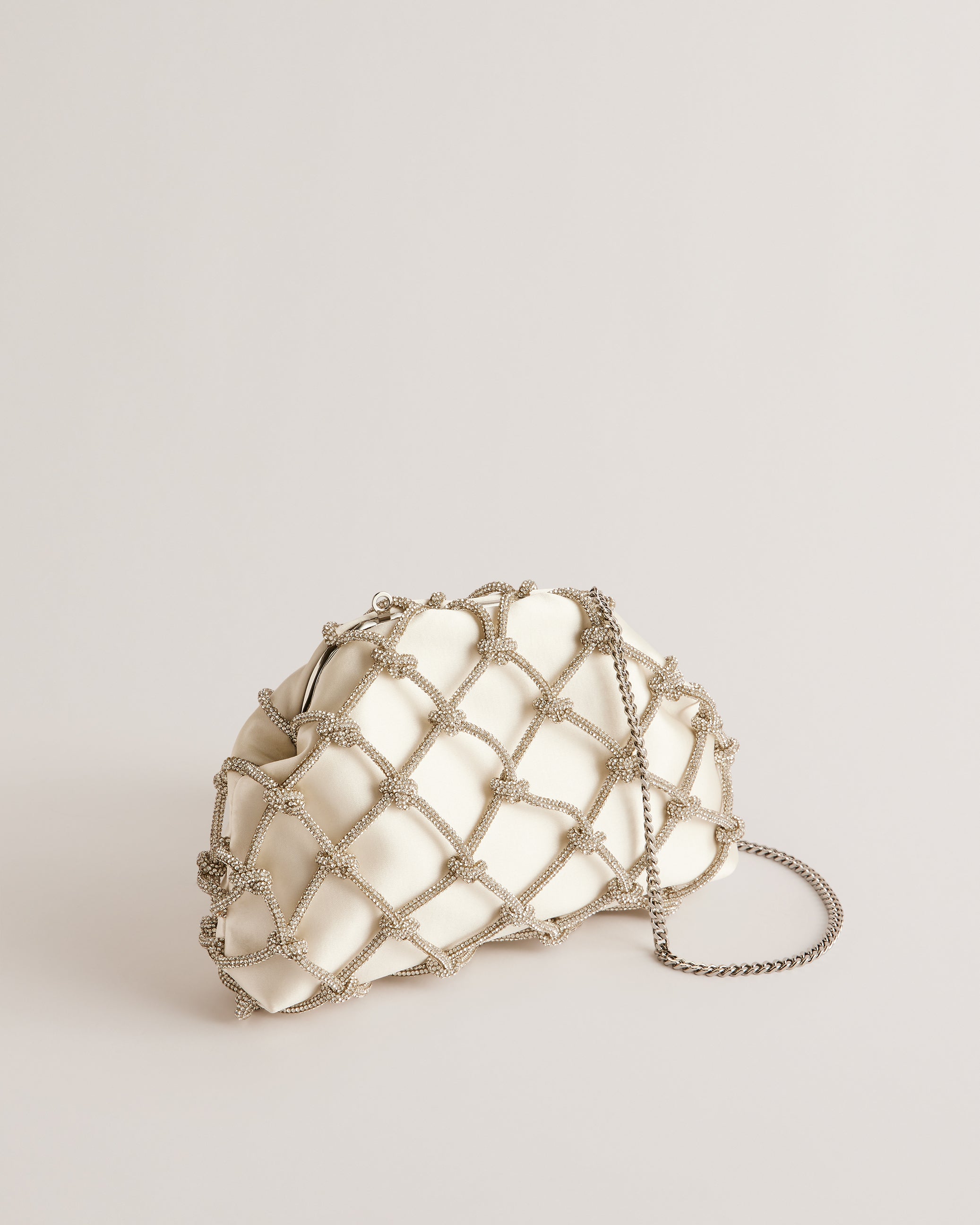 Kylar Crystal Clutch Bag Ivory