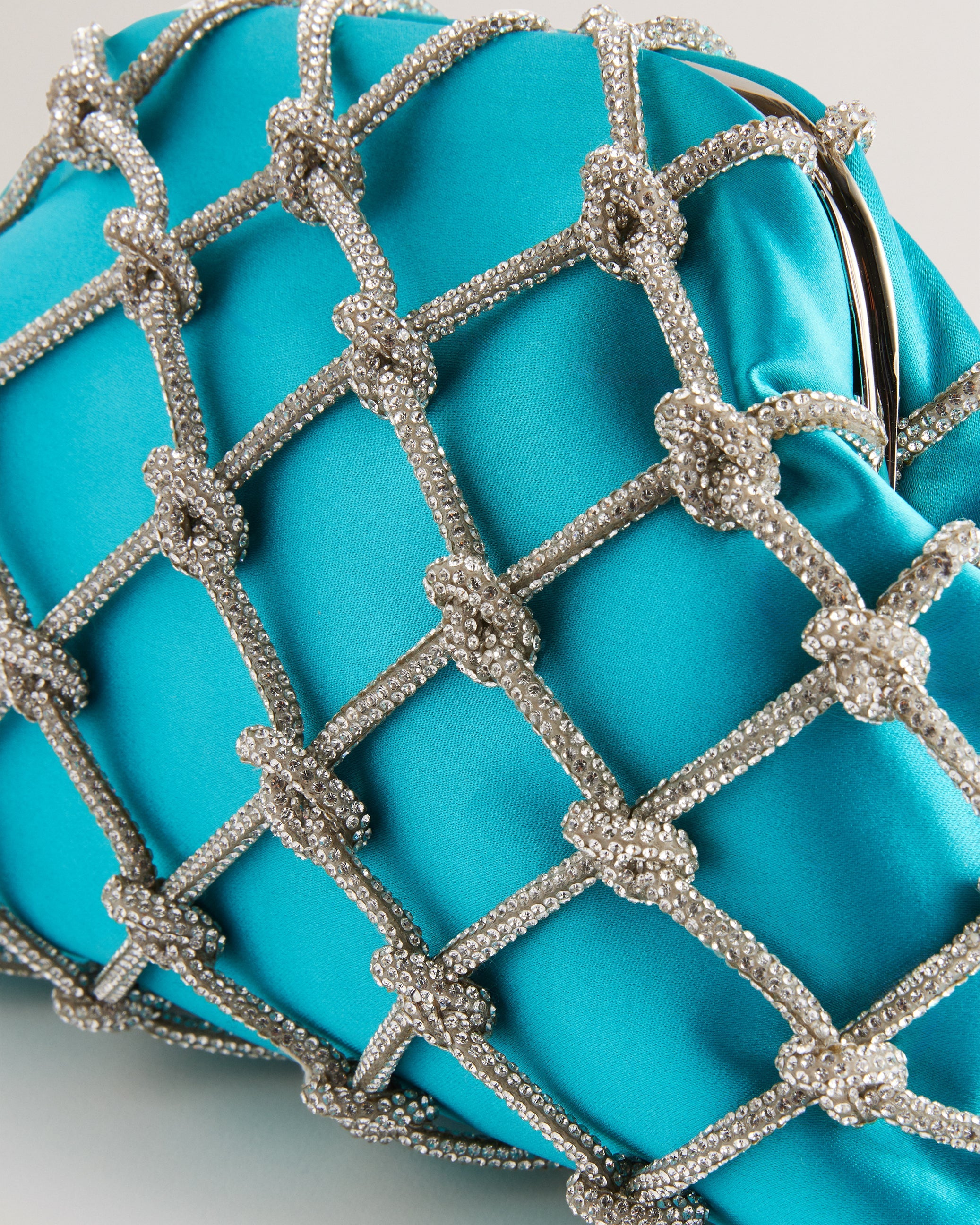 Kylar Crystal Clutch Bag Teal-Blue