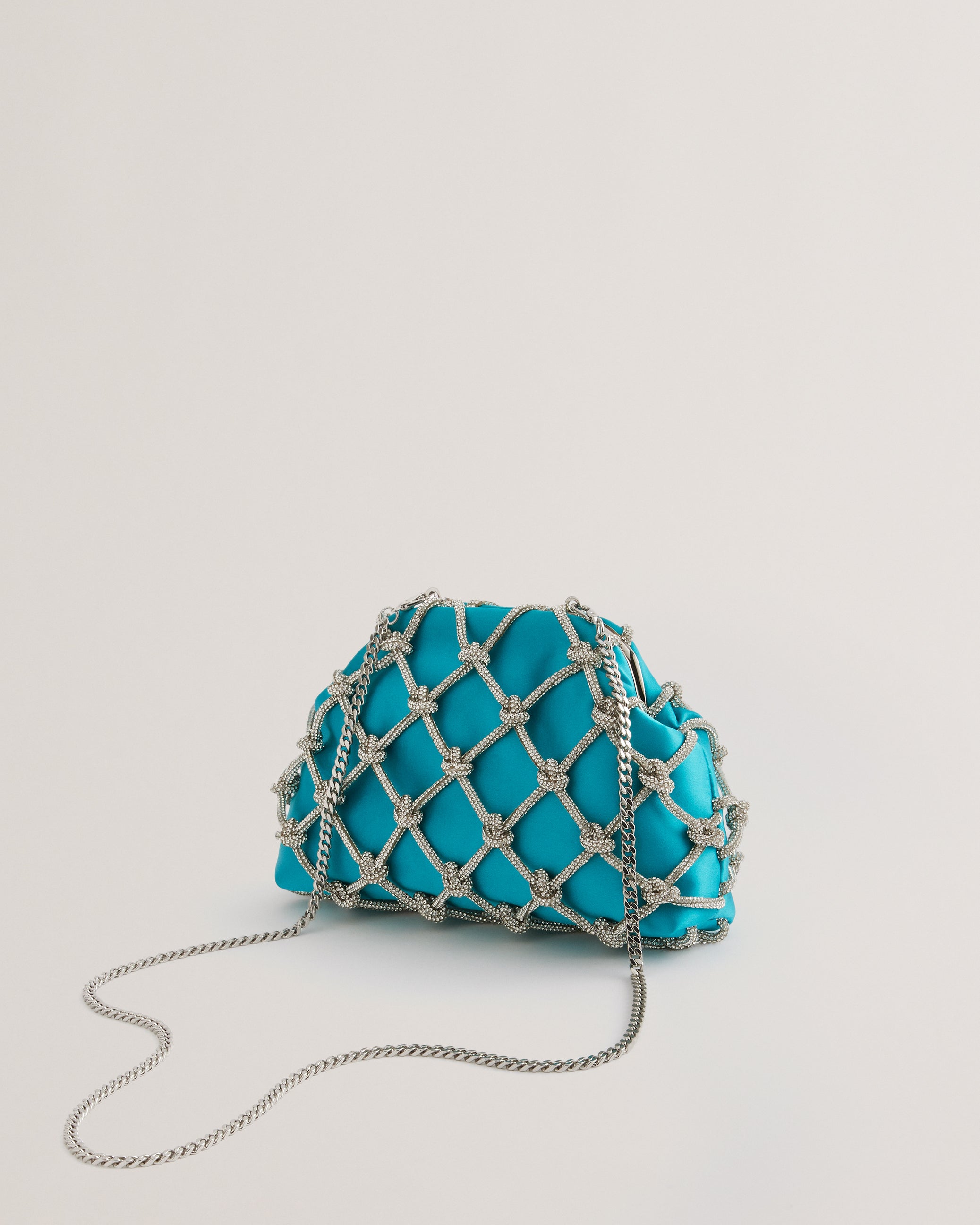 Kylar Crystal Clutch Bag Teal-Blue