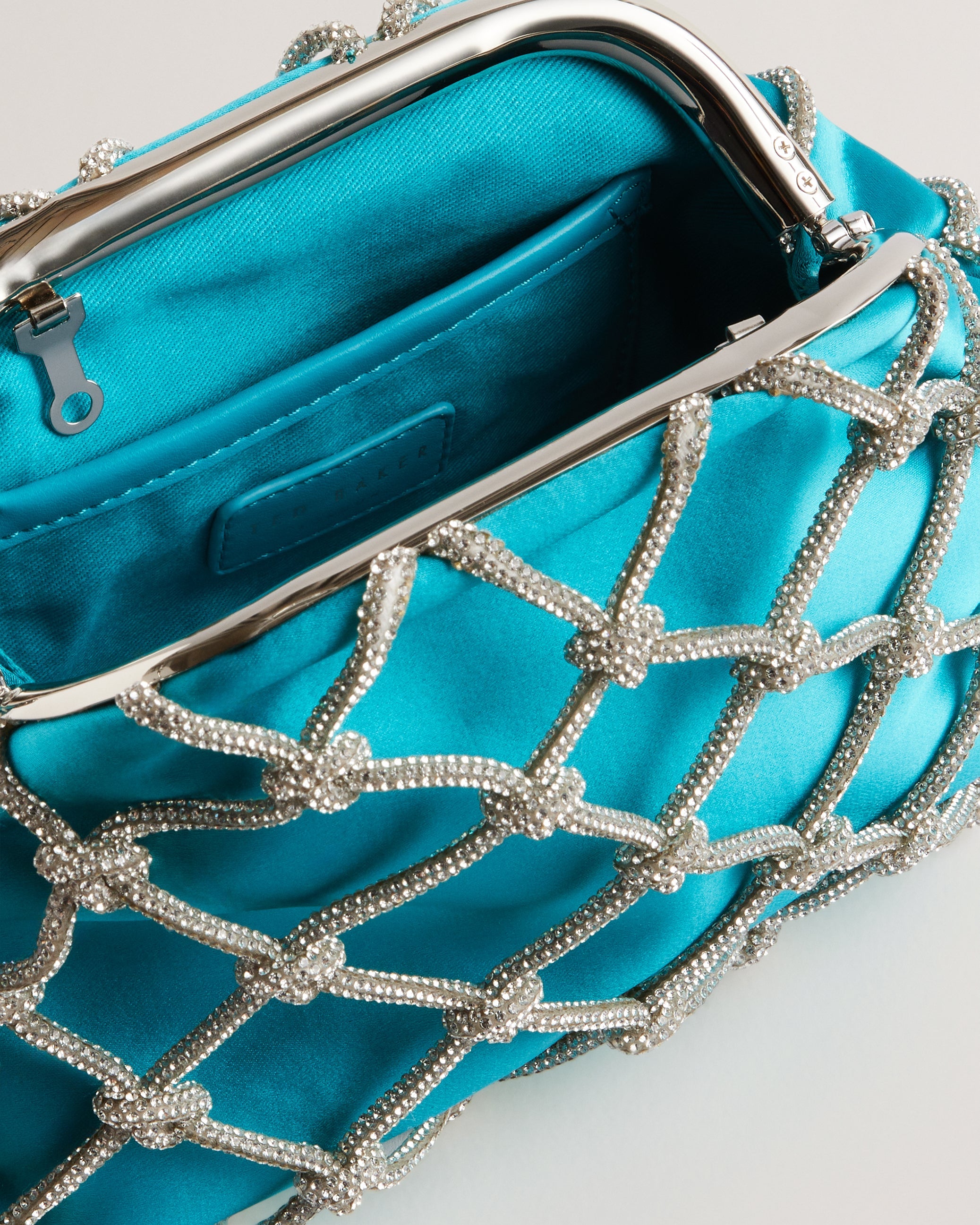 Kylar Crystal Clutch Bag Teal-Blue
