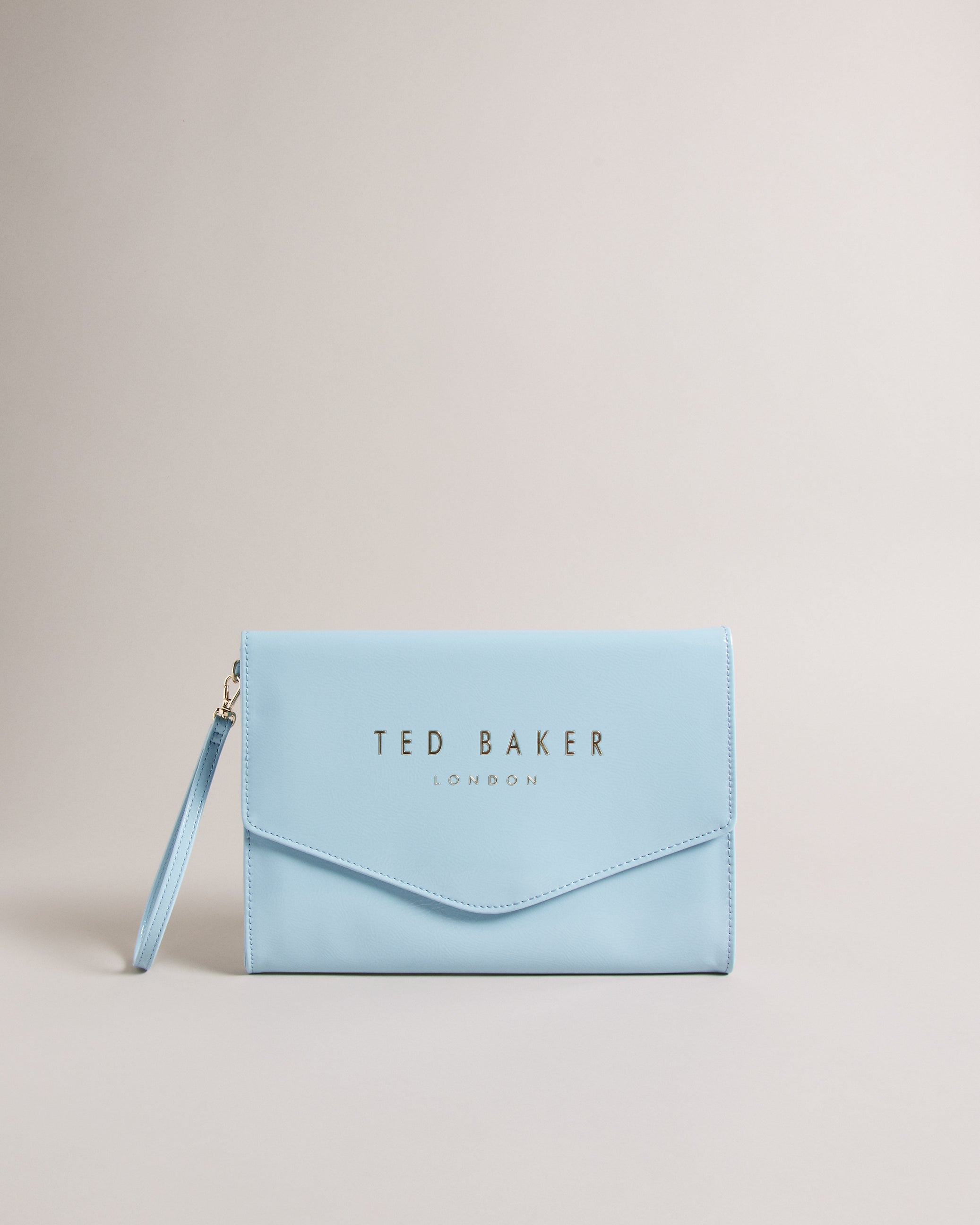 Crinkie Faux Leather Crinkle Icon Clutch Lt-Blue
