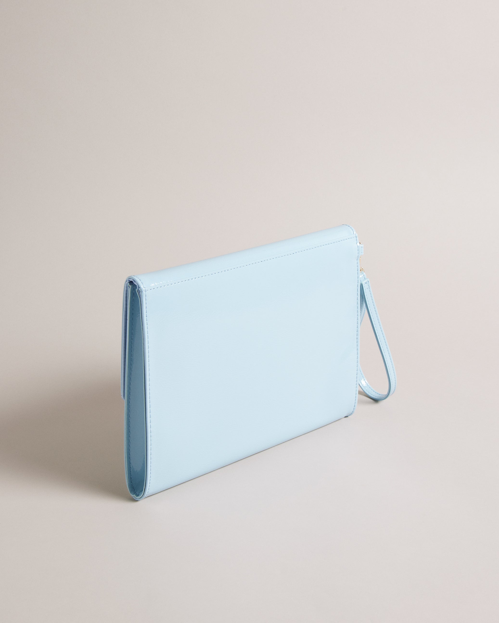 Crinkie Faux Leather Crinkle Icon Clutch Lt-Blue