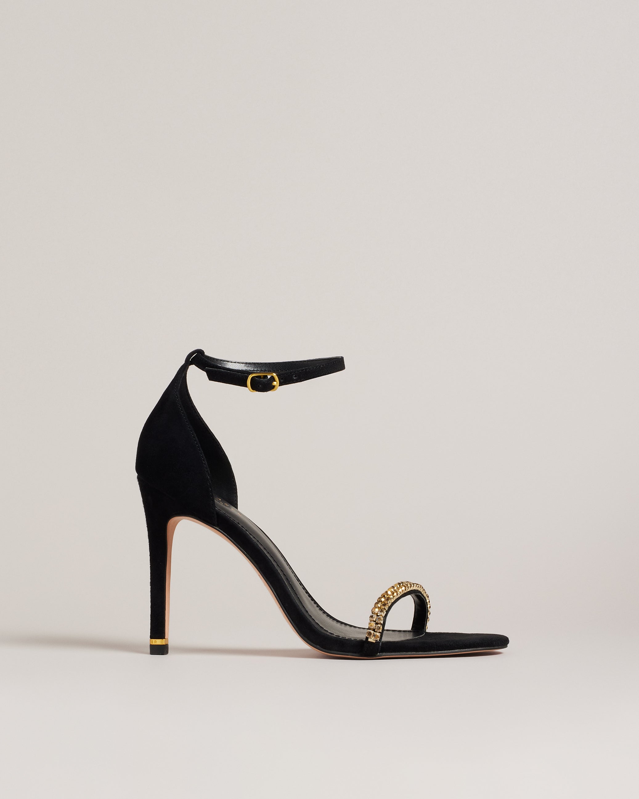 Helenni Crystal Embellished Heeled Sandals Shoes Gold