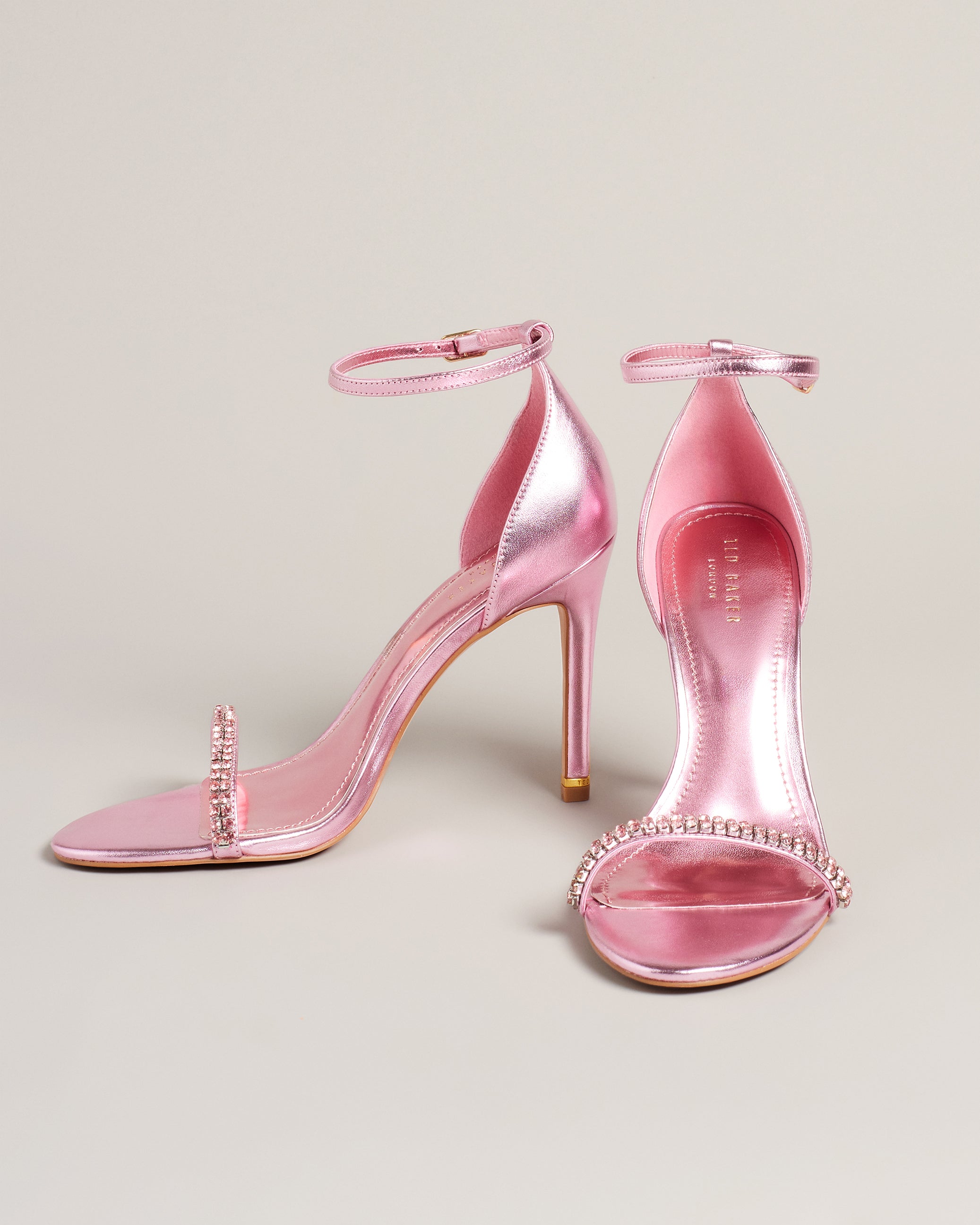 Helenni Crystal Embellished Heeled Sandals Shoes Pl-Pink