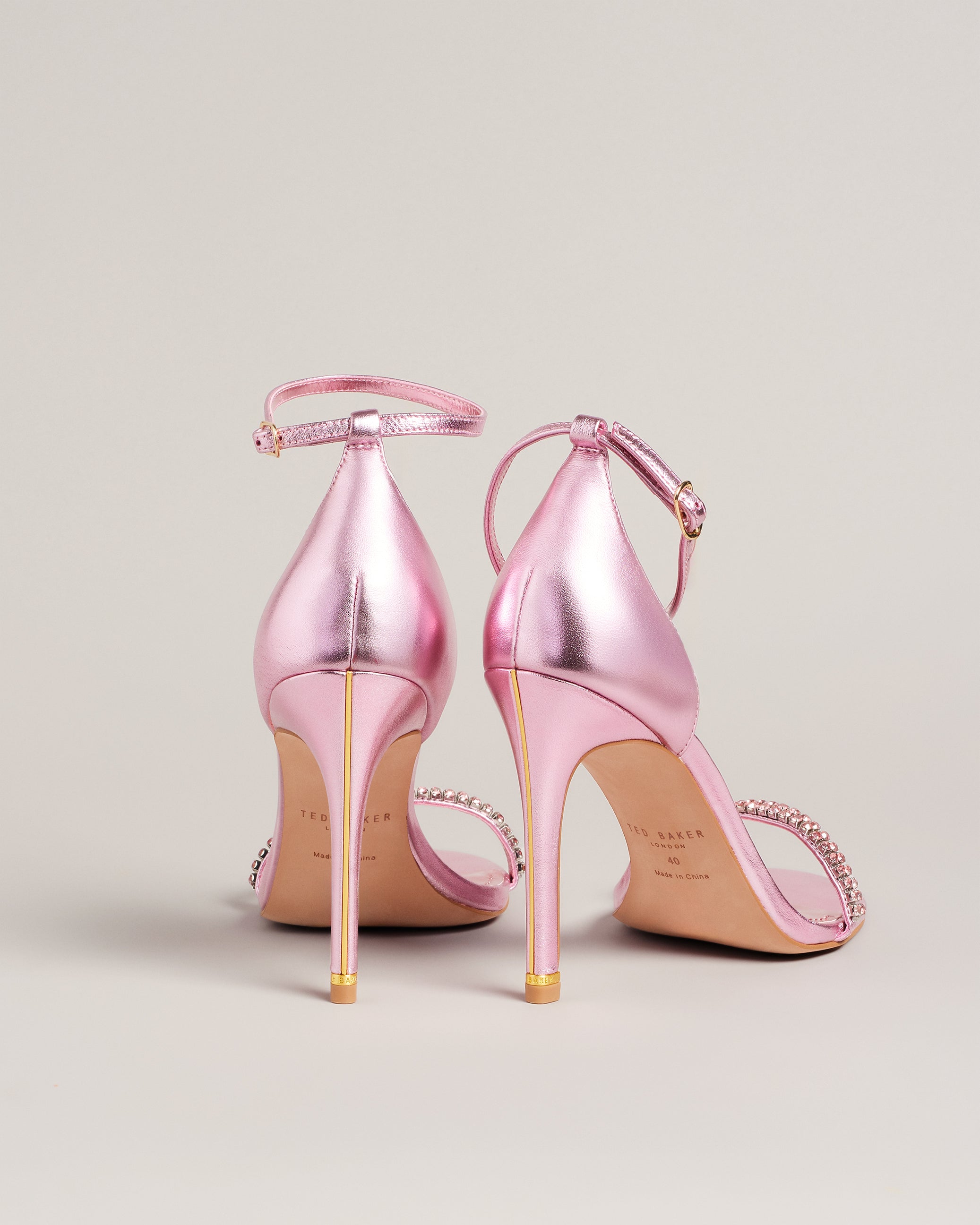 Helenni Crystal Embellished Heeled Sandals Shoes Pl-Pink