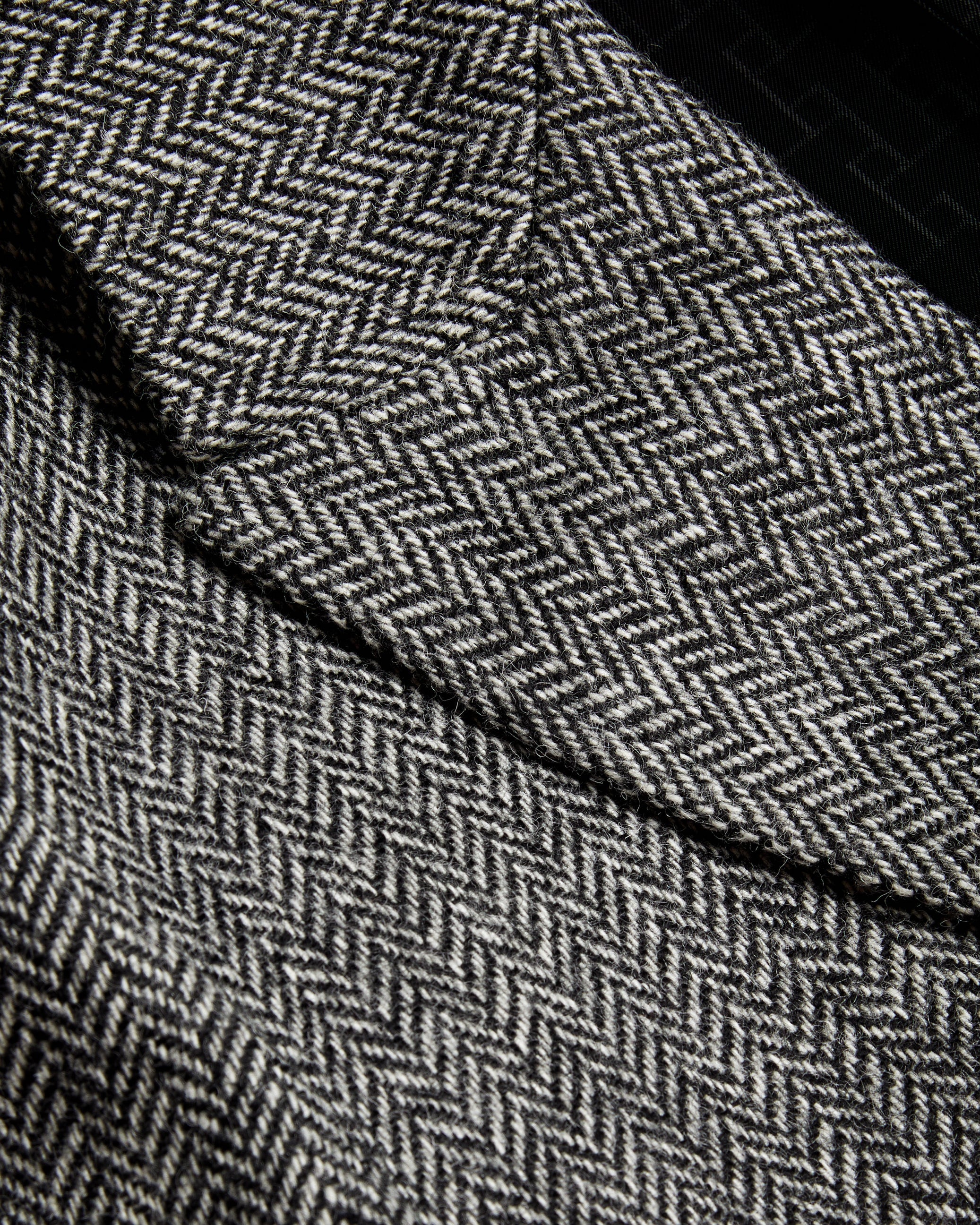Raywood Wool Herringbone Peak Lapel  Coat