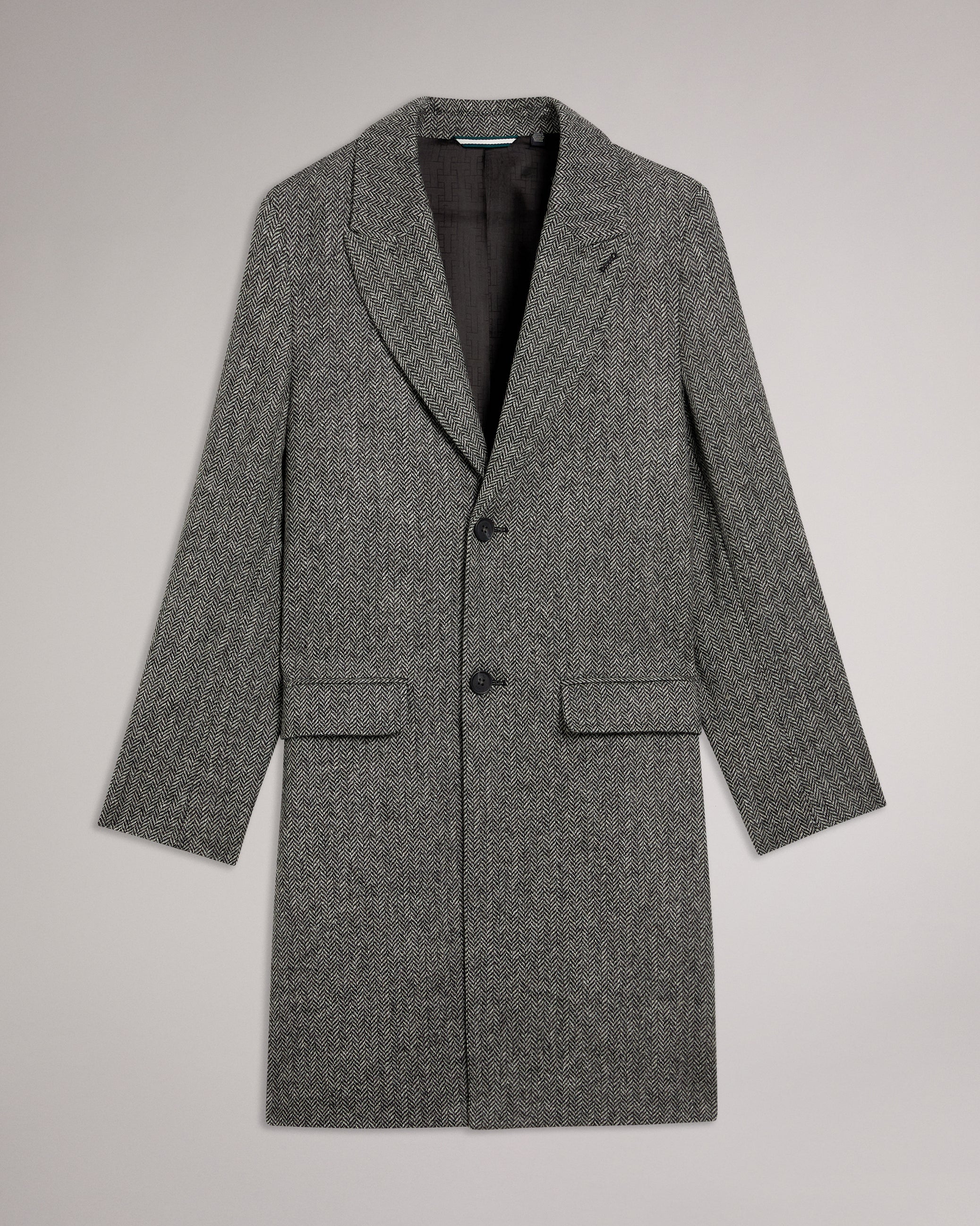 Raywood Wool Herringbone Peak Lapel  Coat