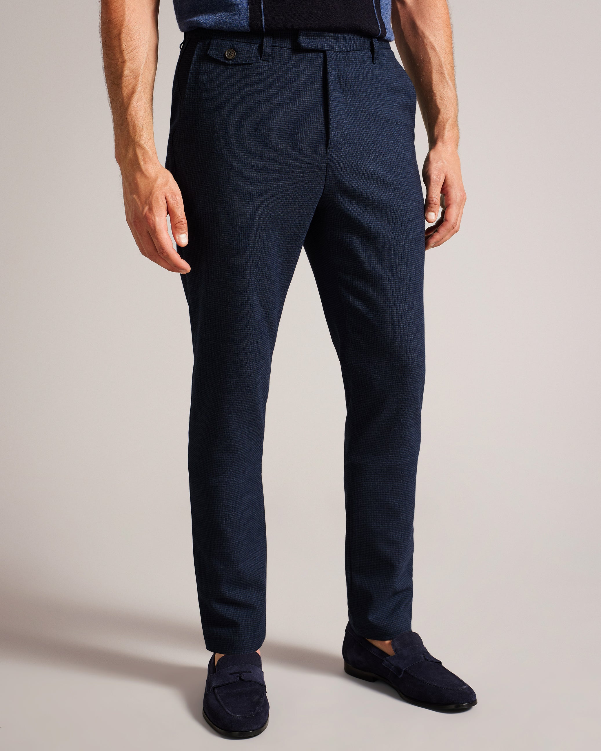 Ziyech Irvine Fit Puppytooth Trousers Dk-Blue