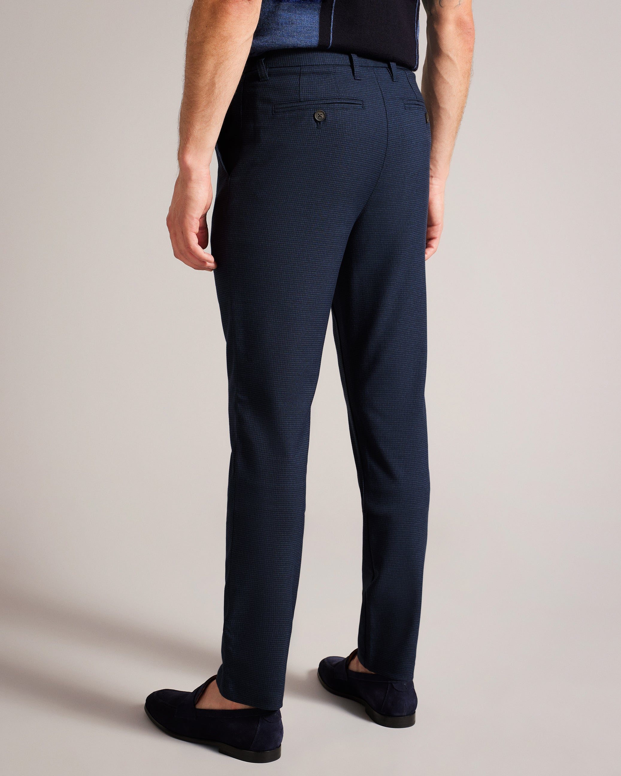 Ziyech Irvine Fit Puppytooth Trousers Dk-Blue