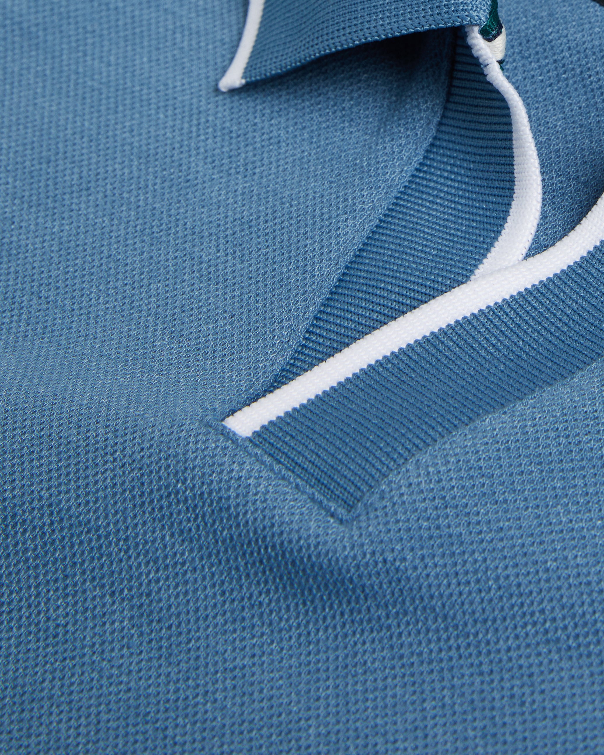 Maste Long Sleeve Open Collar Polo Shirt Mid-Blue