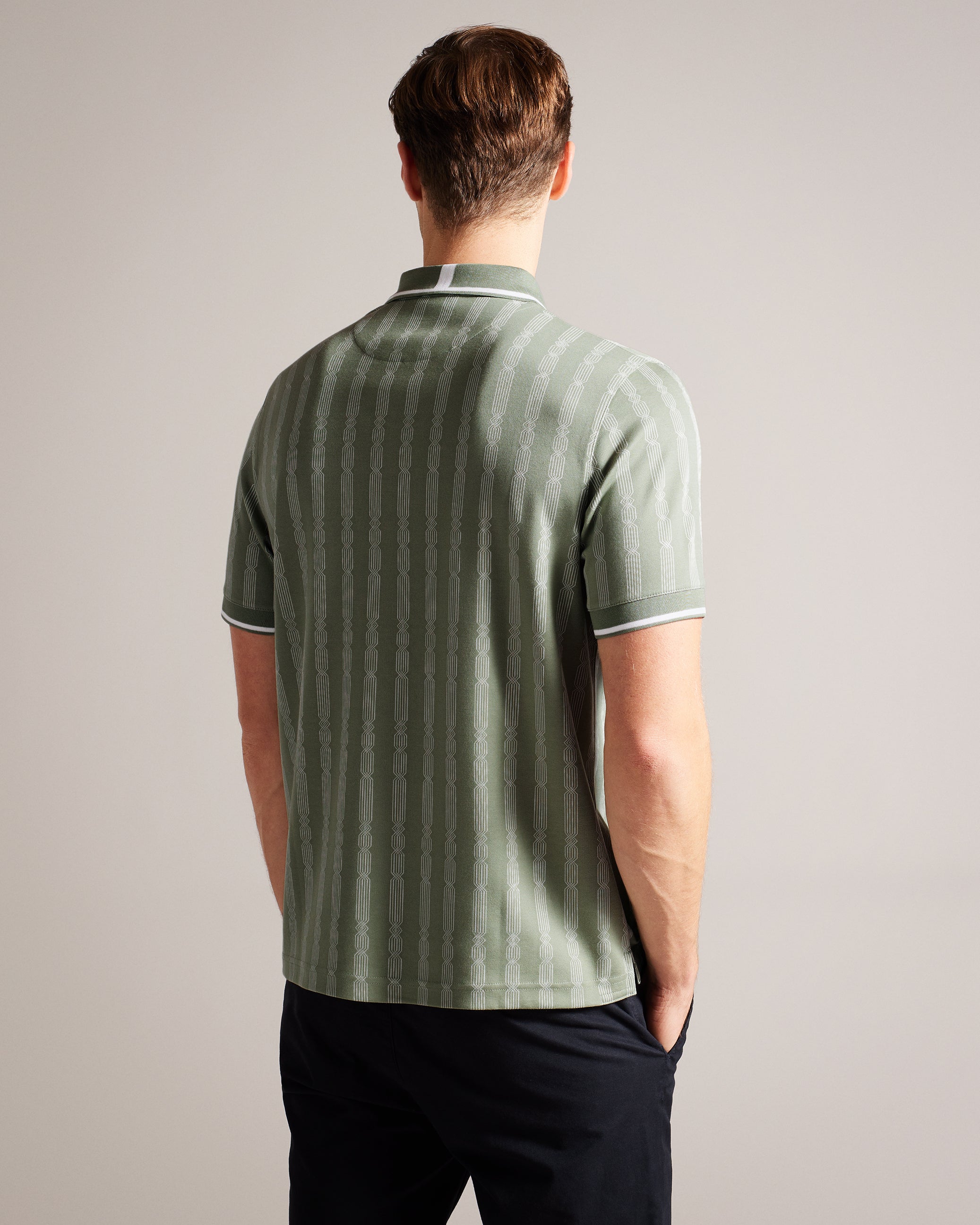 إيكن كنزة بياقة بولو وسحاب باللون الأخضر