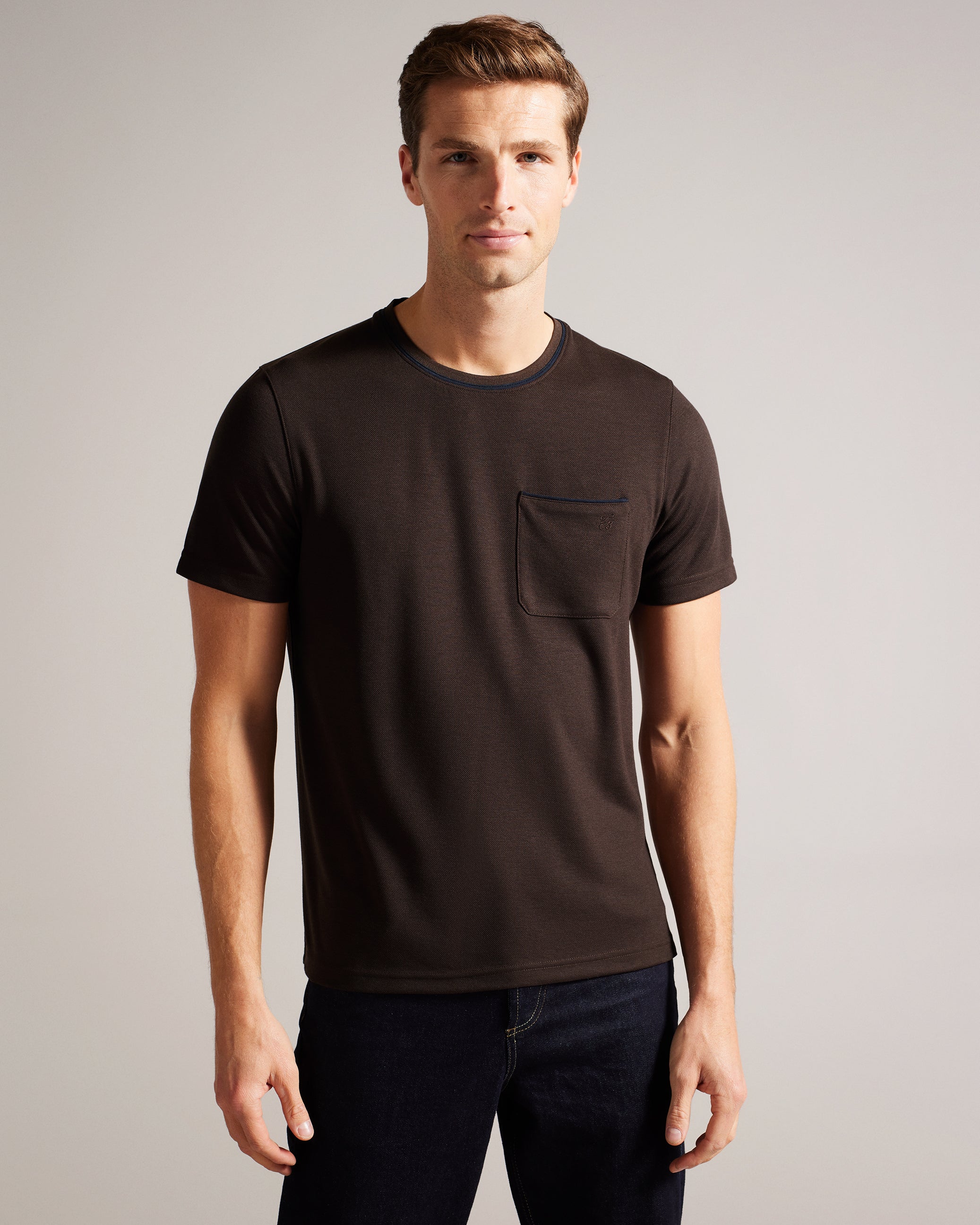 Grine Short Sleeve T-Shirt With Suedette Trim