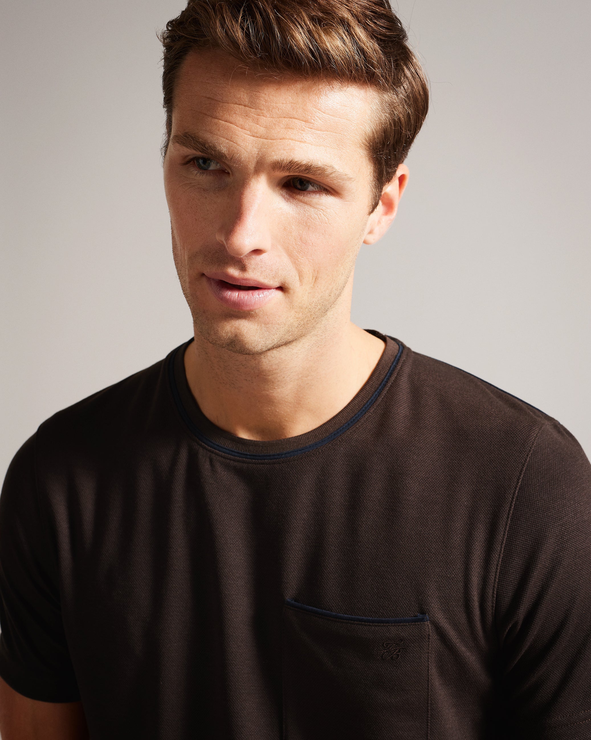 Grine Short Sleeve T-Shirt With Suedette Trim