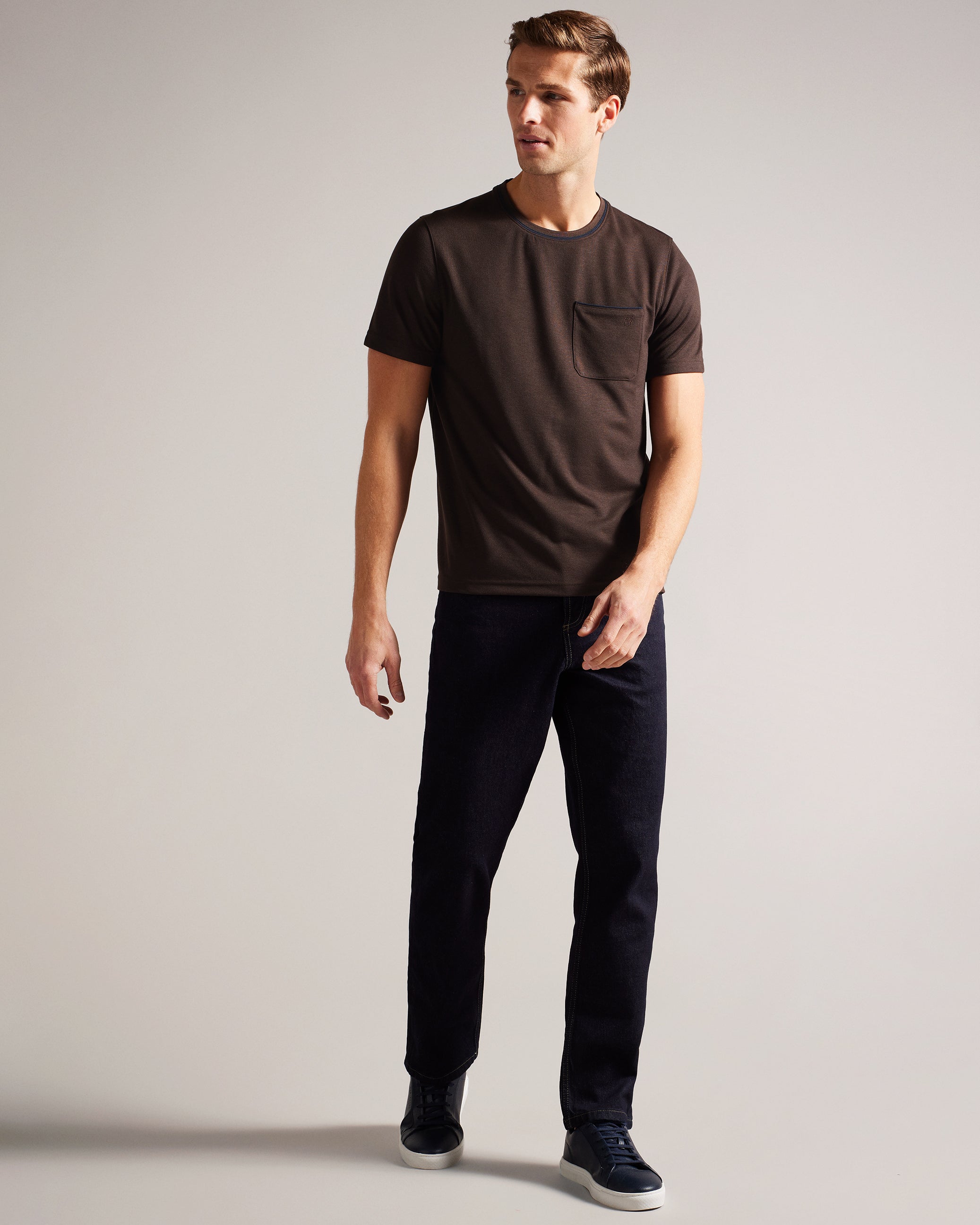 Grine Short Sleeve T-Shirt With Suedette Trim