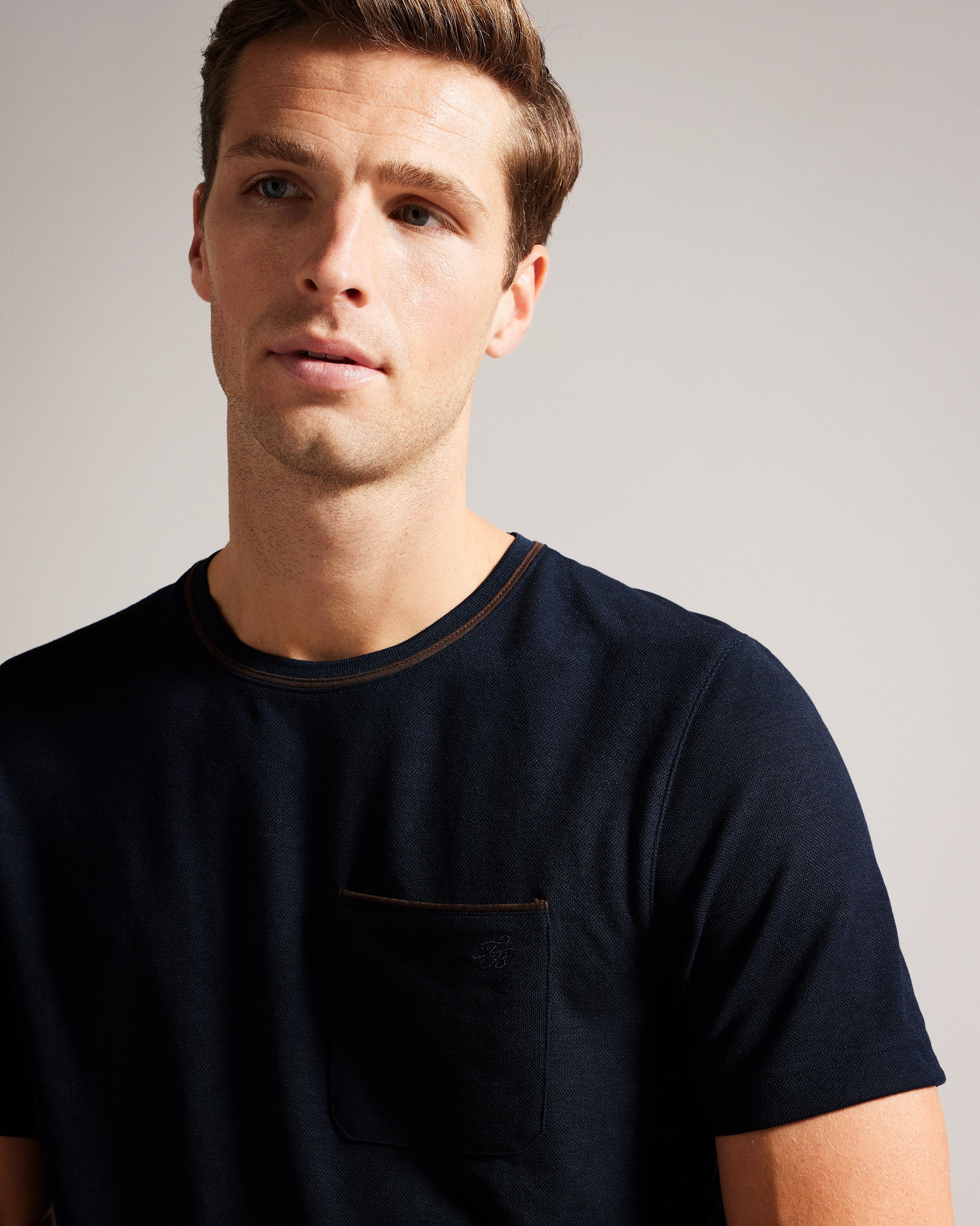 Grine Short Sleeve T-Shirt With Suedette Trim