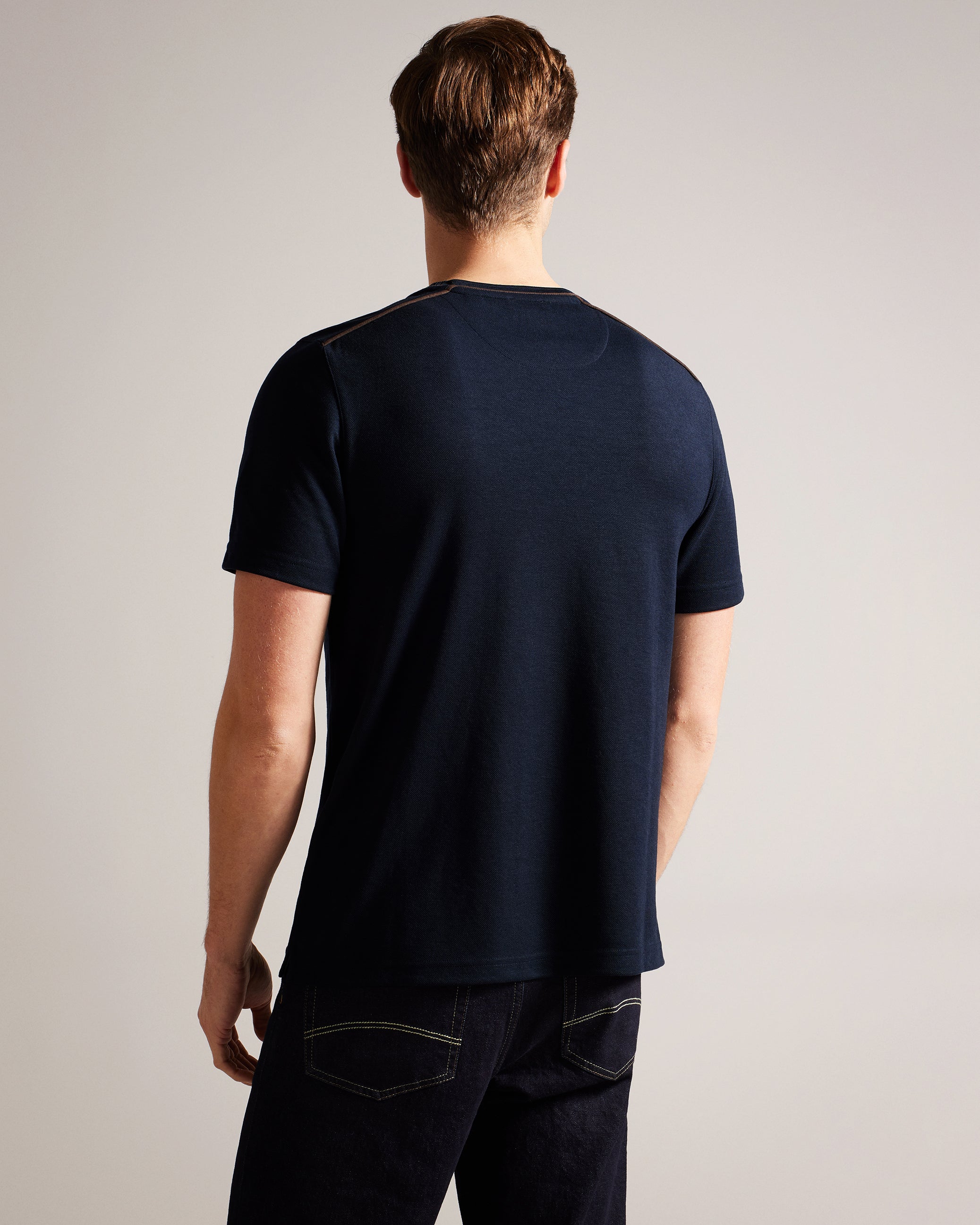 Grine Short Sleeve T-Shirt With Suedette Trim