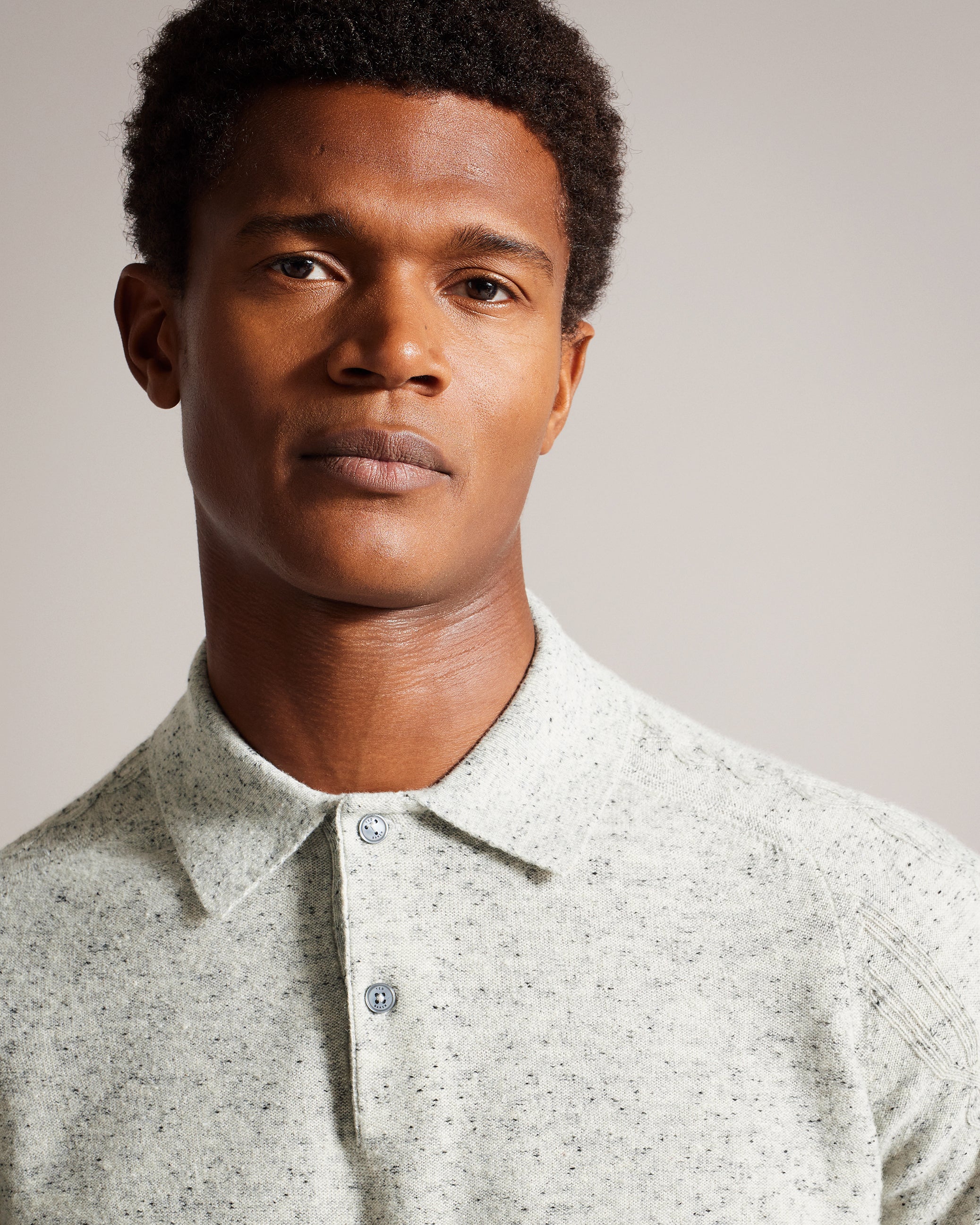 Ustee Marled Polo Shirt With Cable Knit