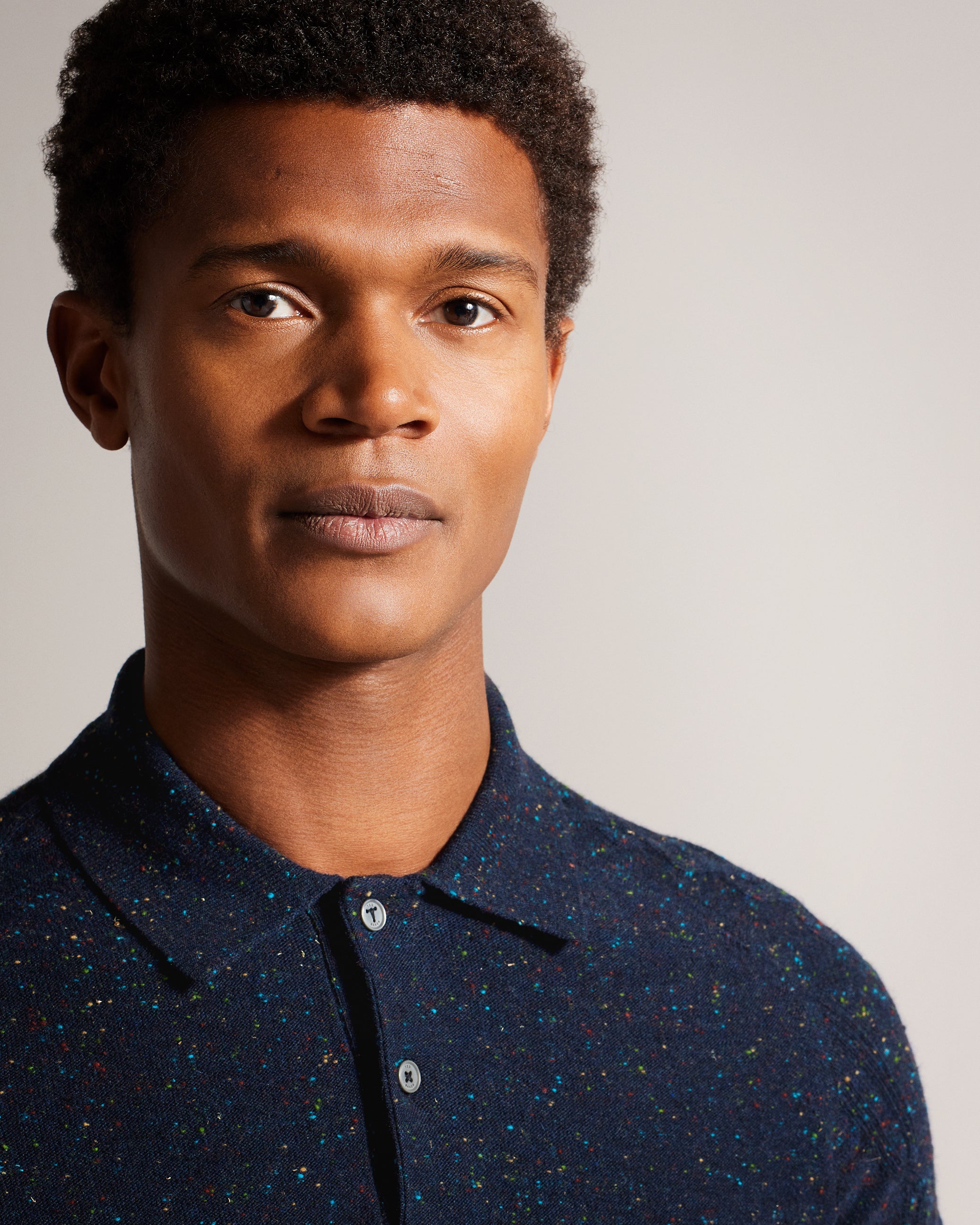 Ustee Marled Polo Shirt With Cable Knit