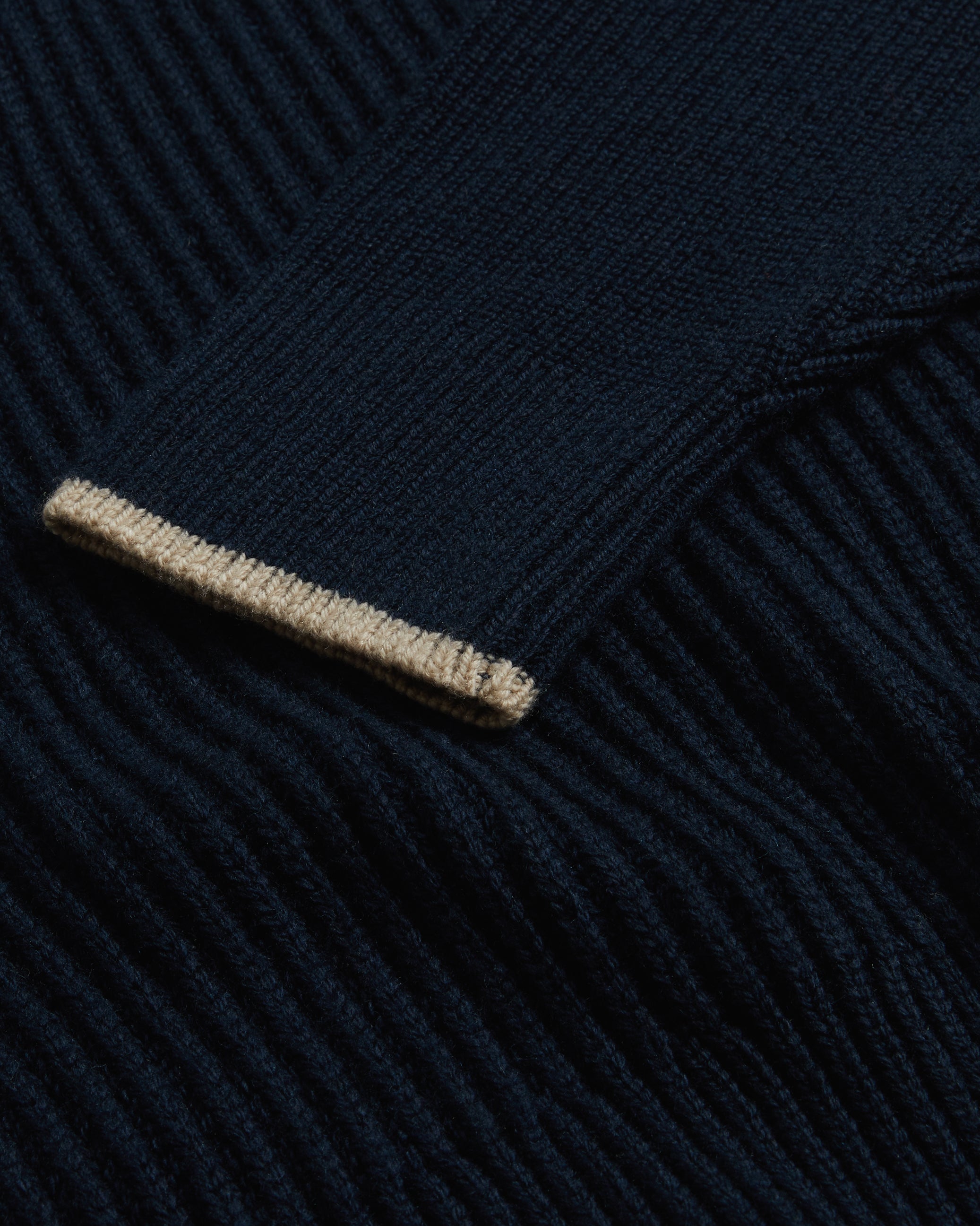 Ademy Ribbed Knit Polo Neck Jumper Navy