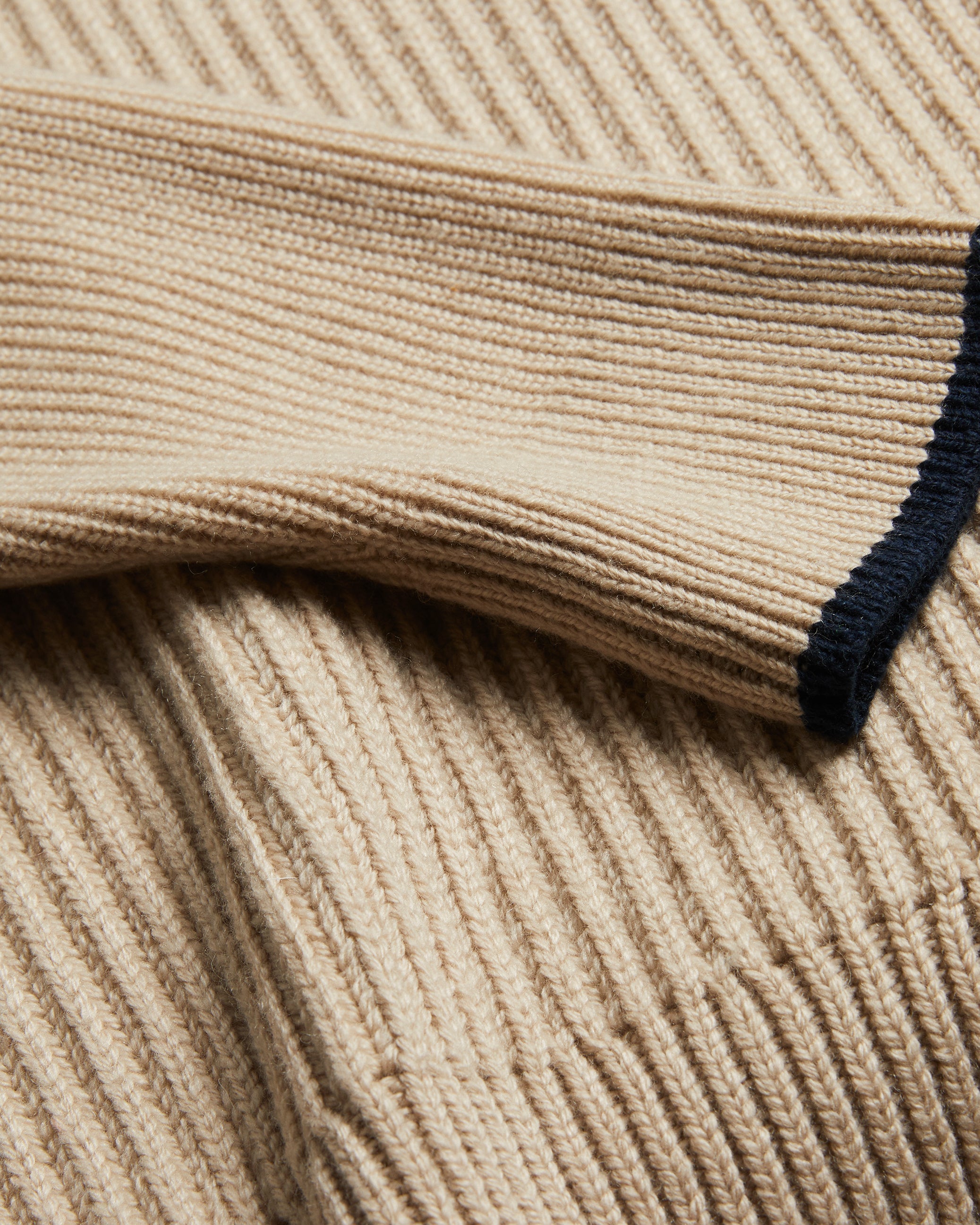 Ademy Ribbed Knit Polo Neck Jumper Taupe