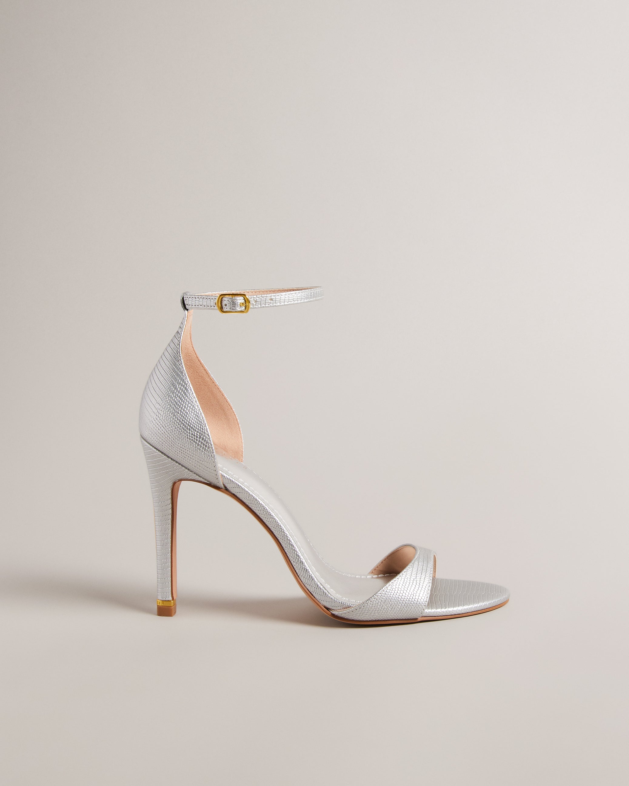 Helmiam Leather Stiletto Heel Sandals Shoes Silver