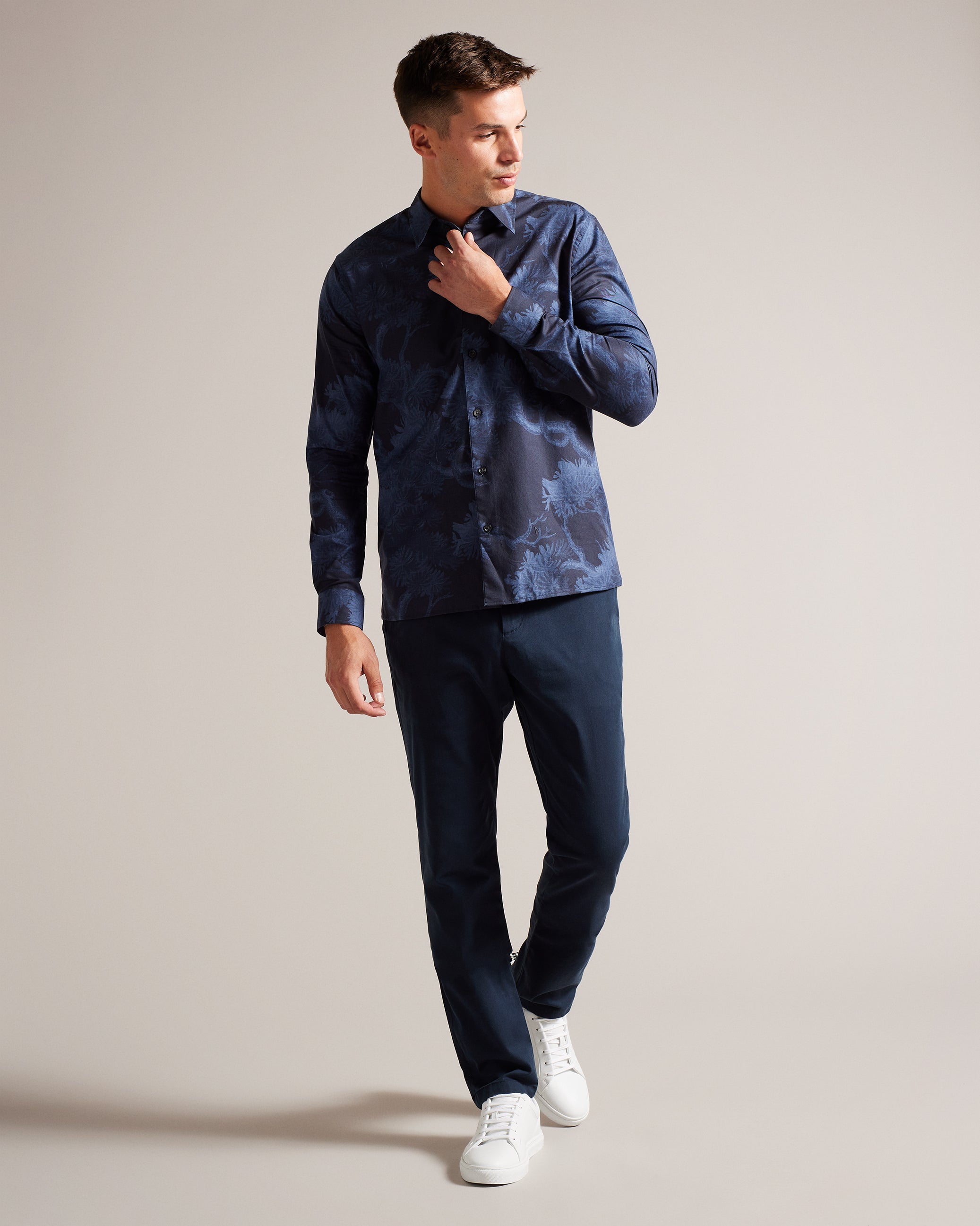 Goxhill Long Sleeve Leaf Print Shirt