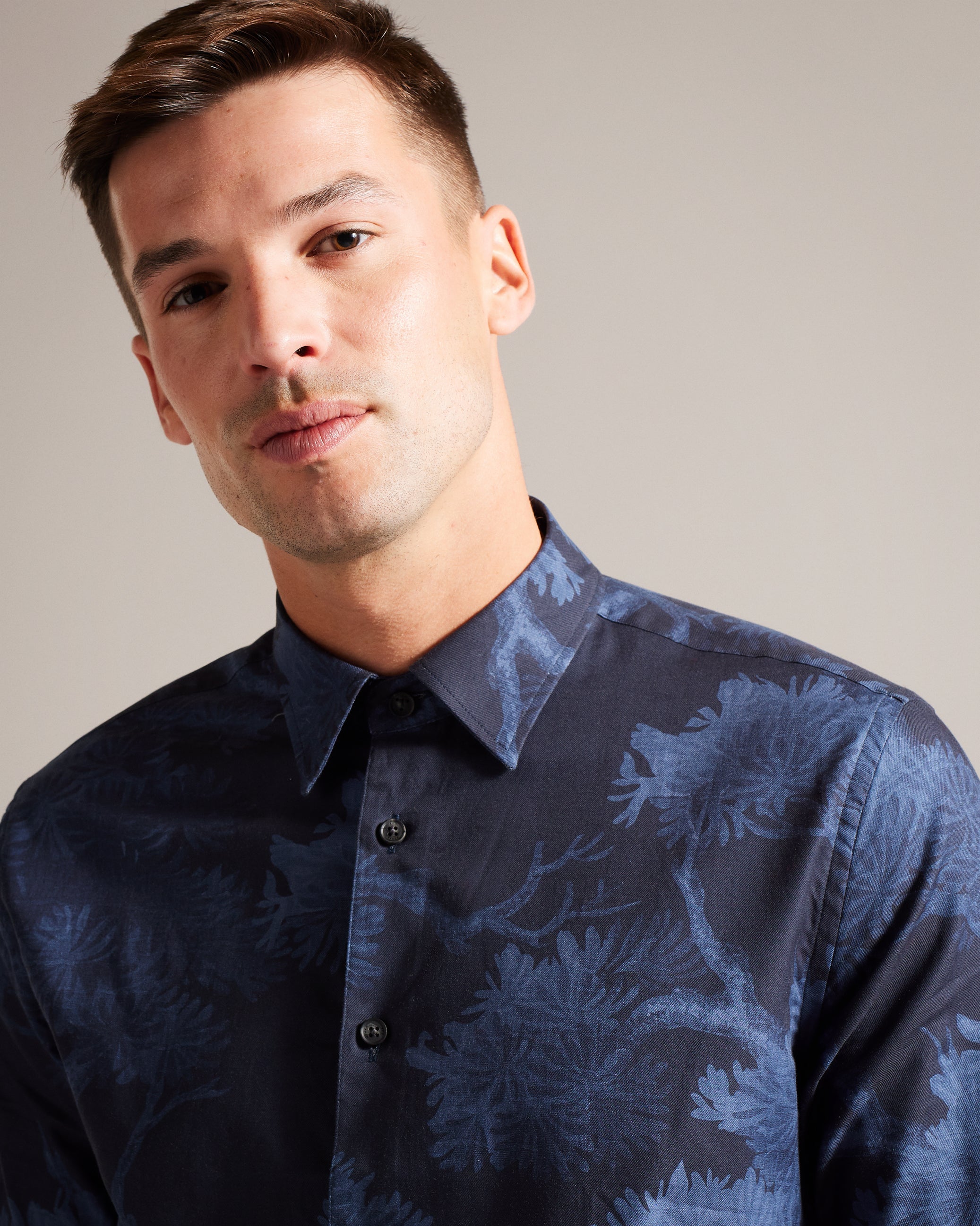 Goxhill Long Sleeve Leaf Print Shirt